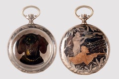 A rare niello and silver watchcase with a hunting scene. Switzerland, circa 1890