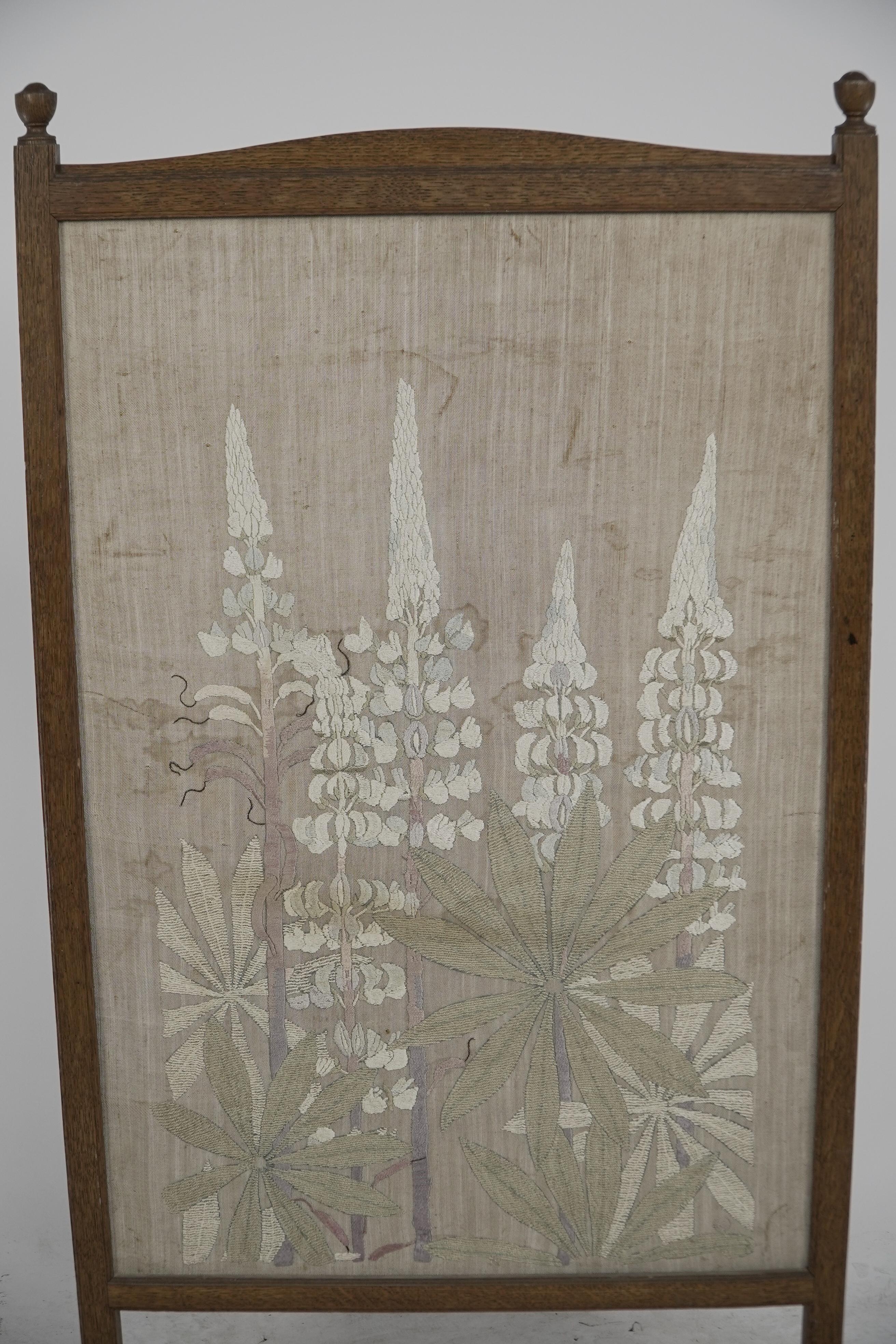 English Selwyn Image for the Century Guild. Floral embroidery fire screen with foxgloves For Sale