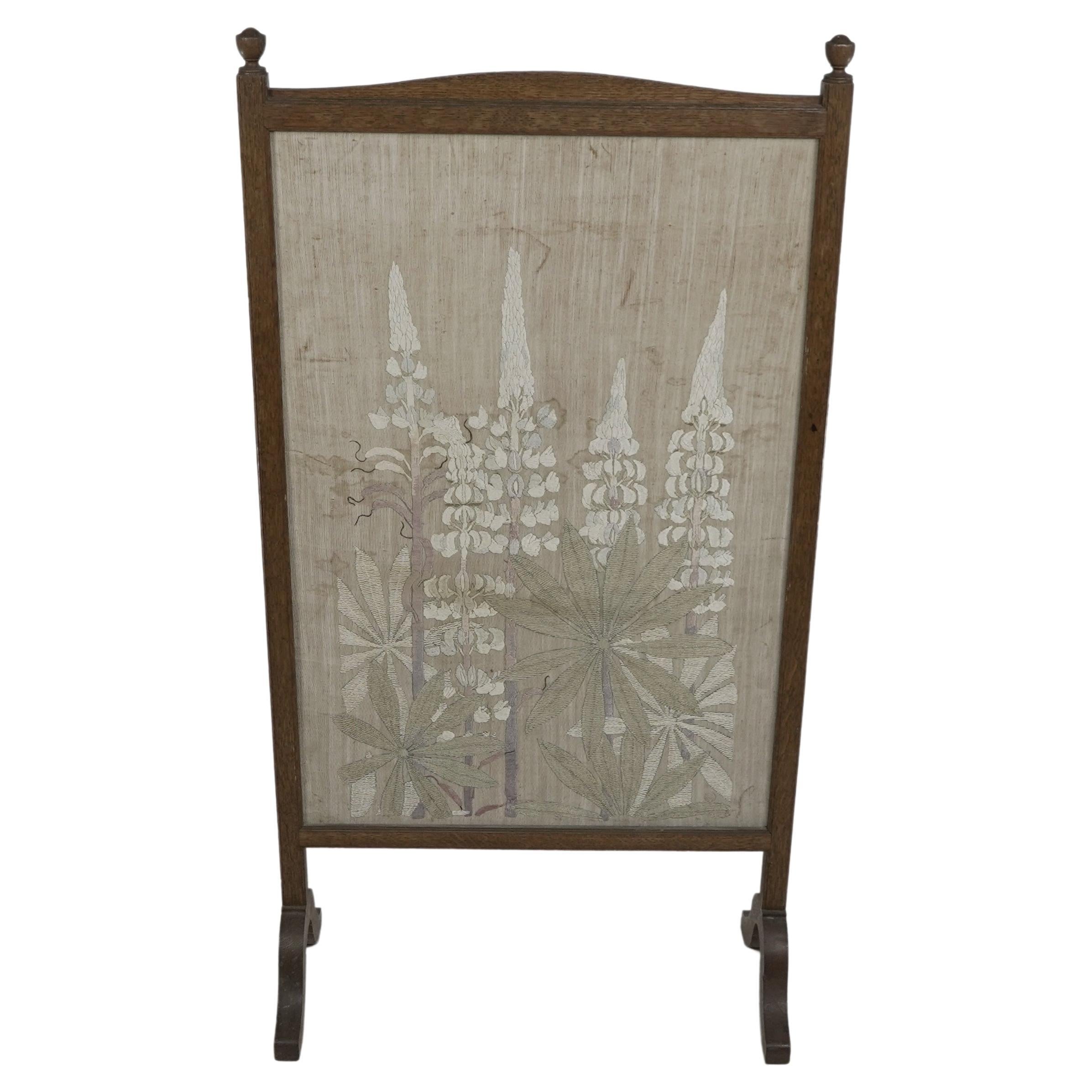 Selwyn Image for the Century Guild. Floral embroidery fire screen with foxgloves For Sale