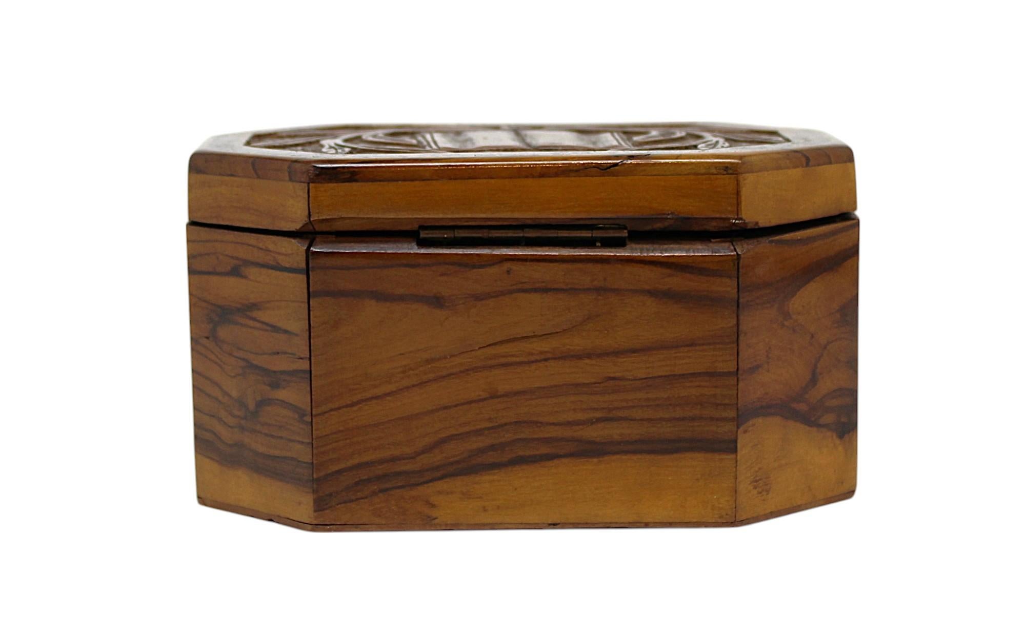 Hand-Carved A Rare Olivewood Etrog Container, Jerusalem 20th century For Sale