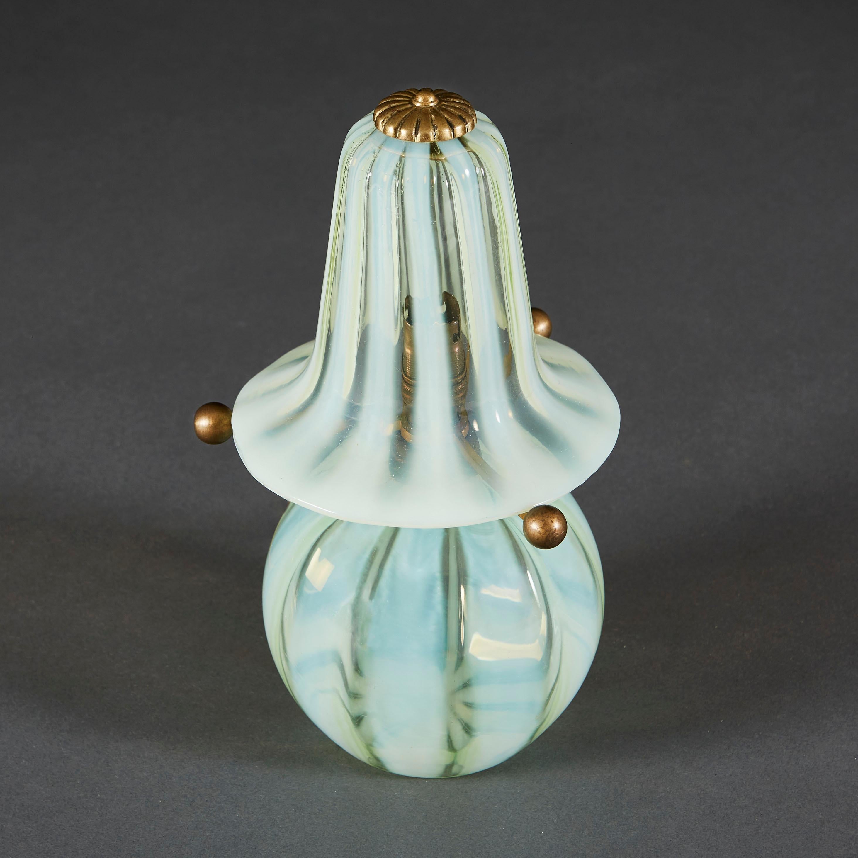 French Rare Opaline Glass Ball Lamp with Glass Shade