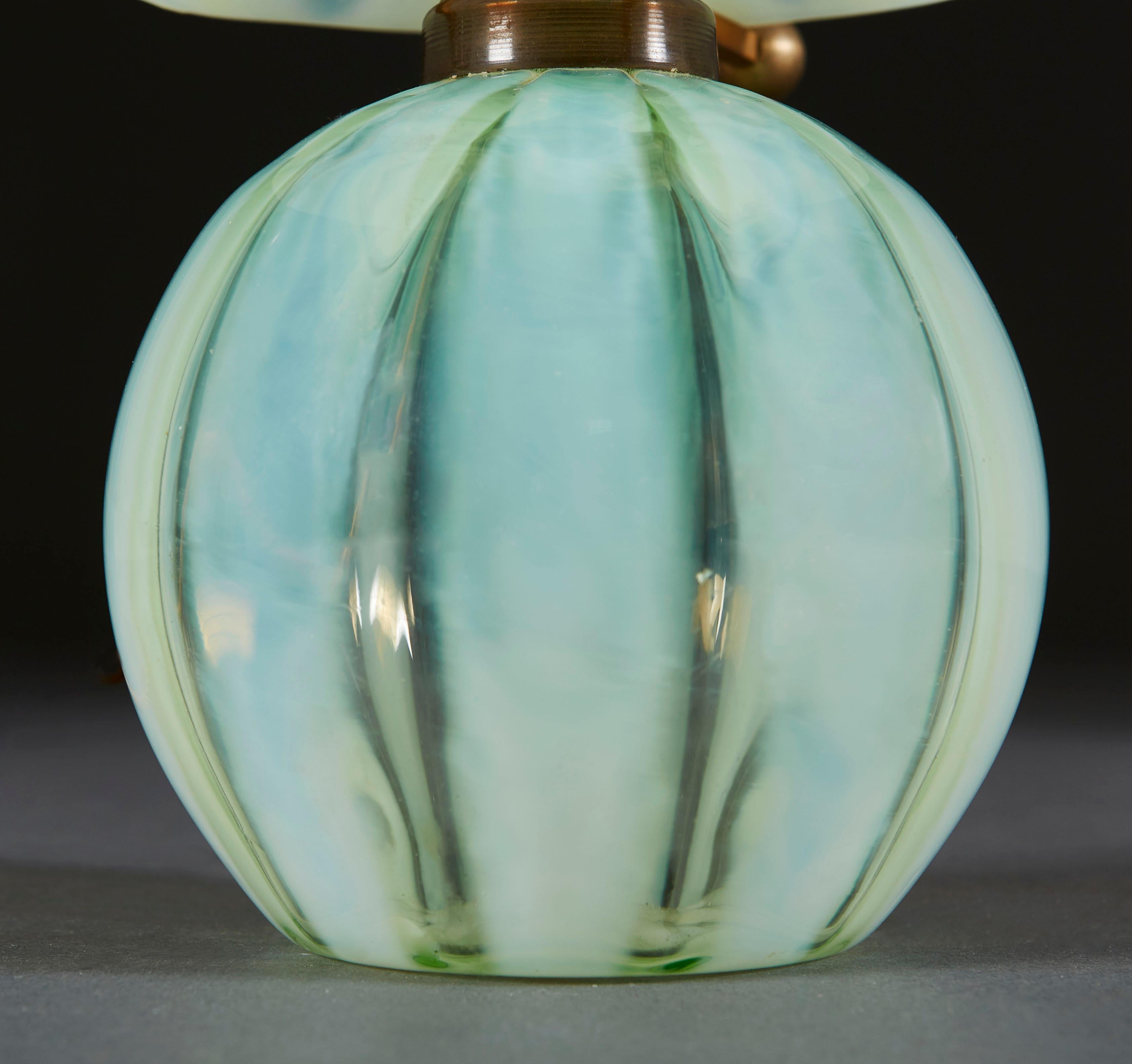 20th Century Rare Opaline Glass Ball Lamp with Glass Shade