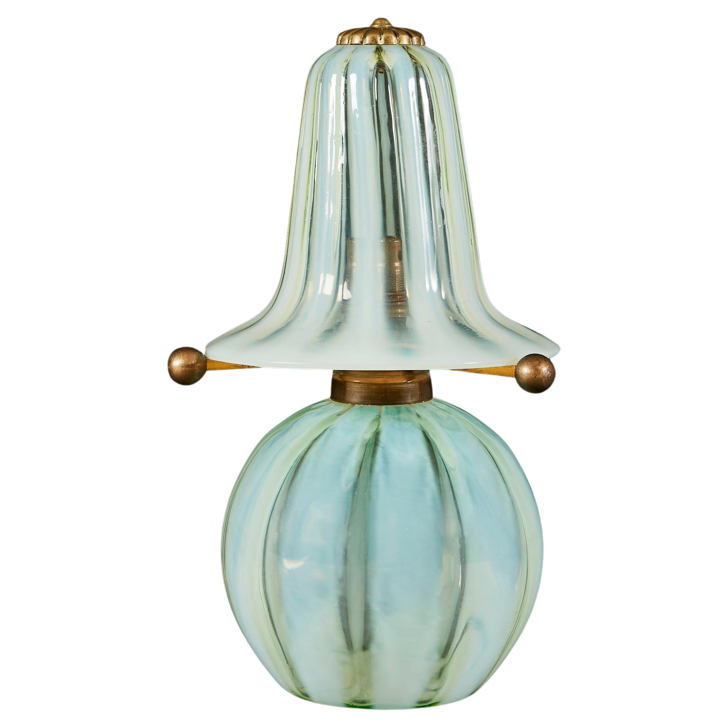 Rare Opaline Glass Ball Lamp with Glass Shade