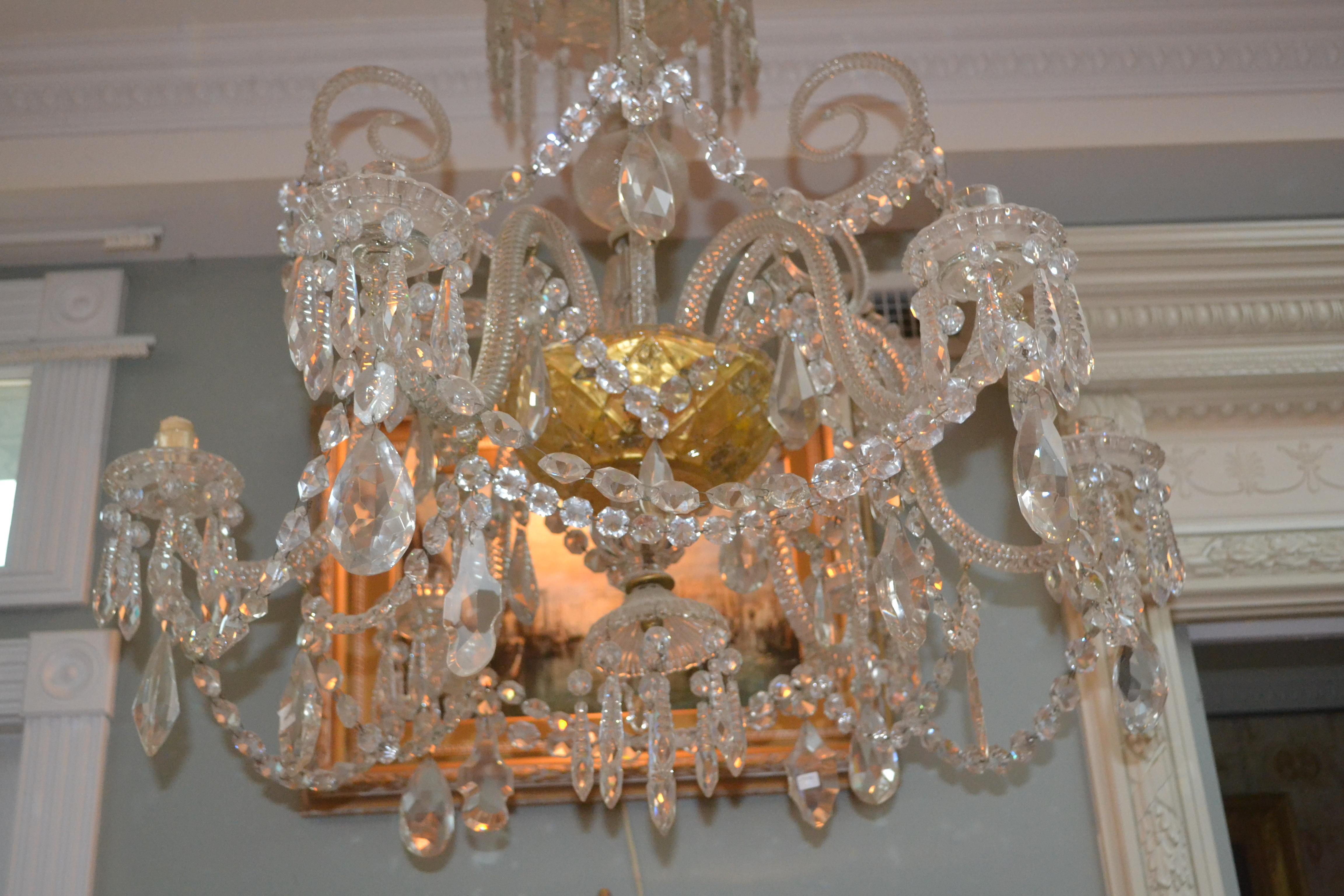 Rare Original 19 Century Six-Arm Cut Crystal Baccarat Chandelier For Sale 3