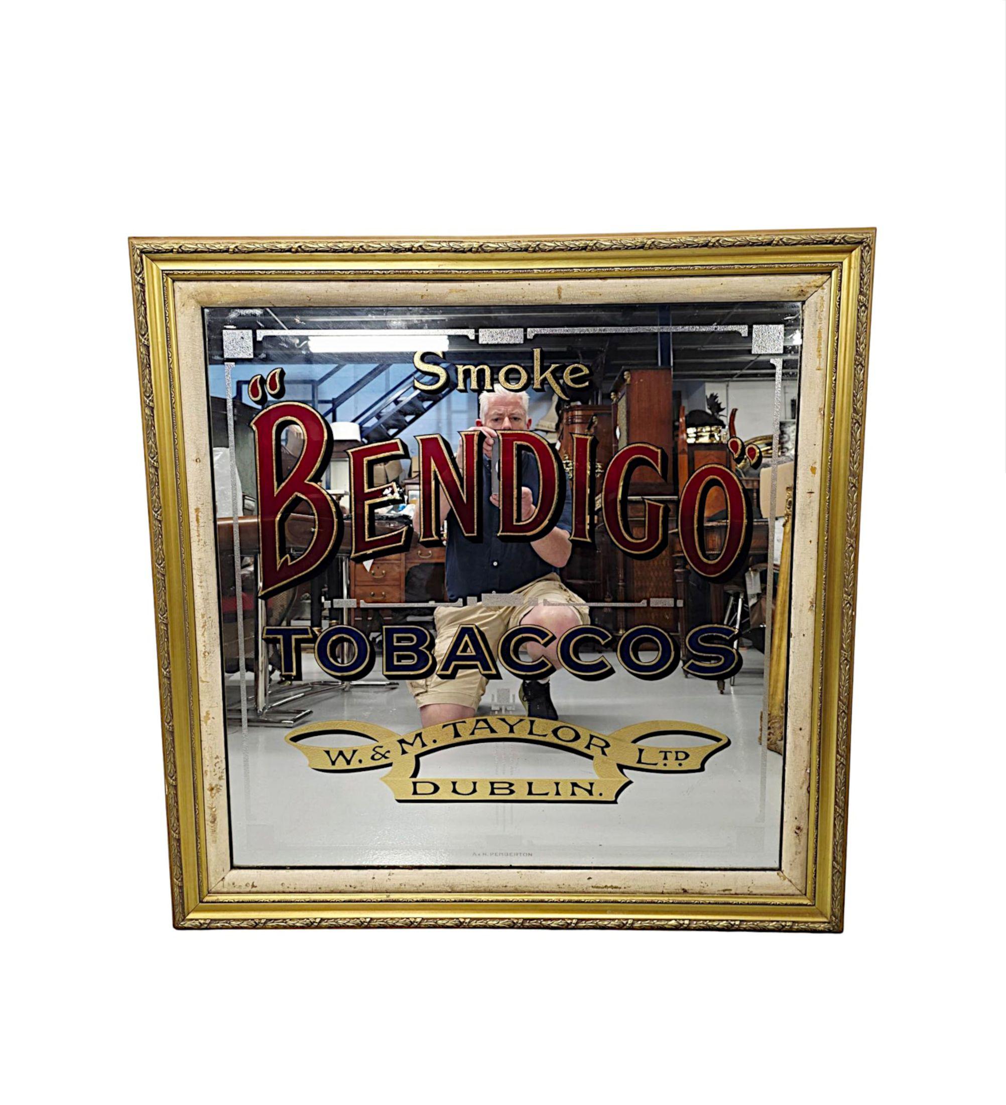 Ein seltener original irischer 'Bendigo' Tabak-Werbespiegel von W & M Taylor Ltd. (Irisch) im Angebot