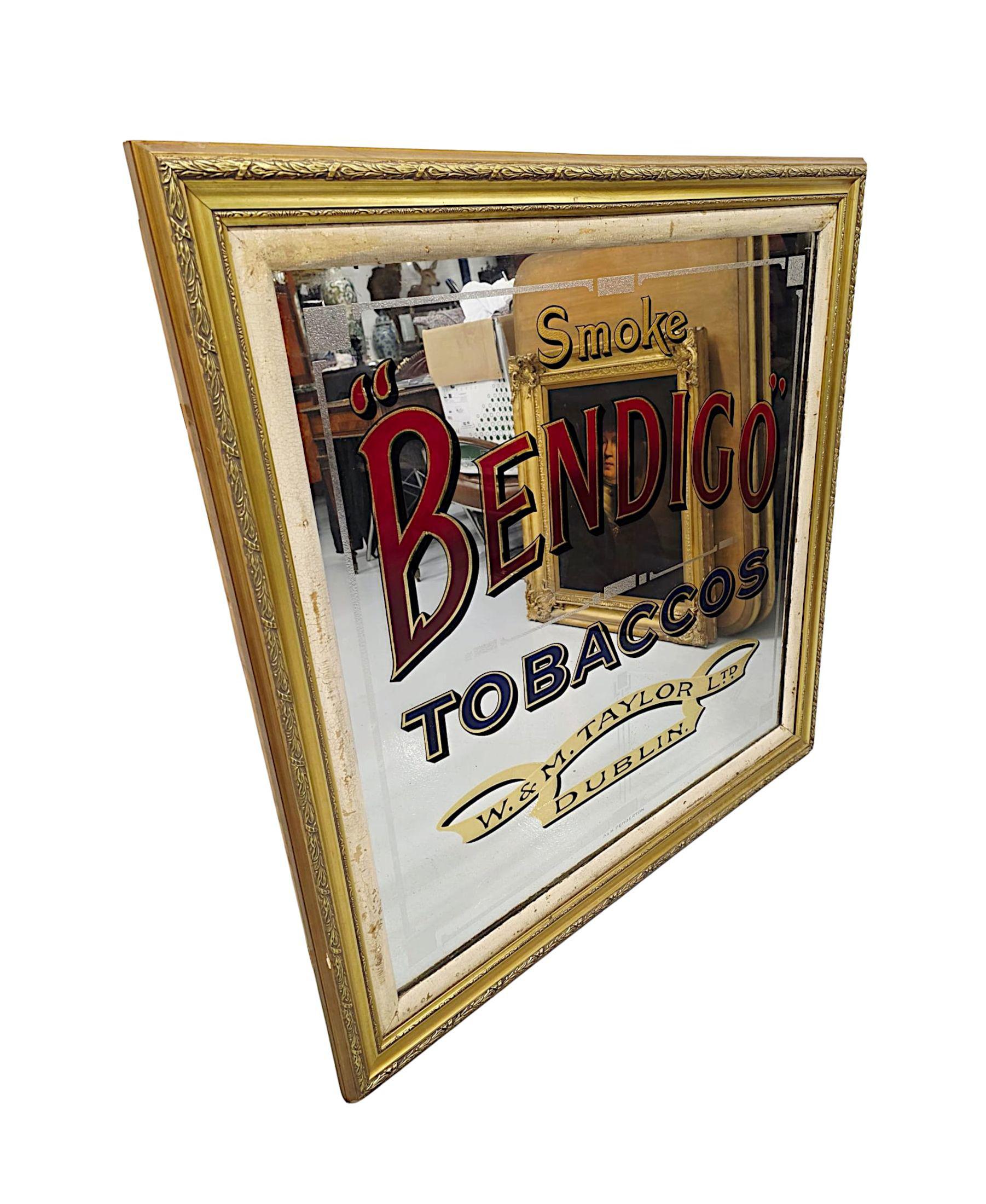 Ein seltener original irischer 'Bendigo' Tabak-Werbespiegel von W & M Taylor Ltd. im Zustand „Gut“ im Angebot in Dublin, IE