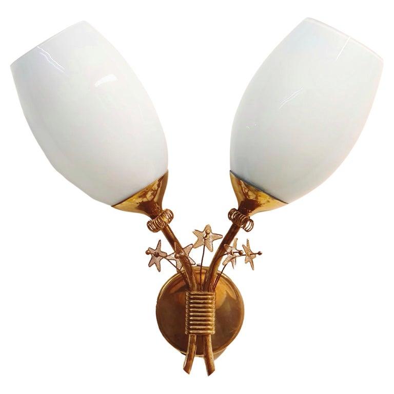 Brass A Rare Paavo Tynell Wall Lamp, Taito Oy 1950s For Sale