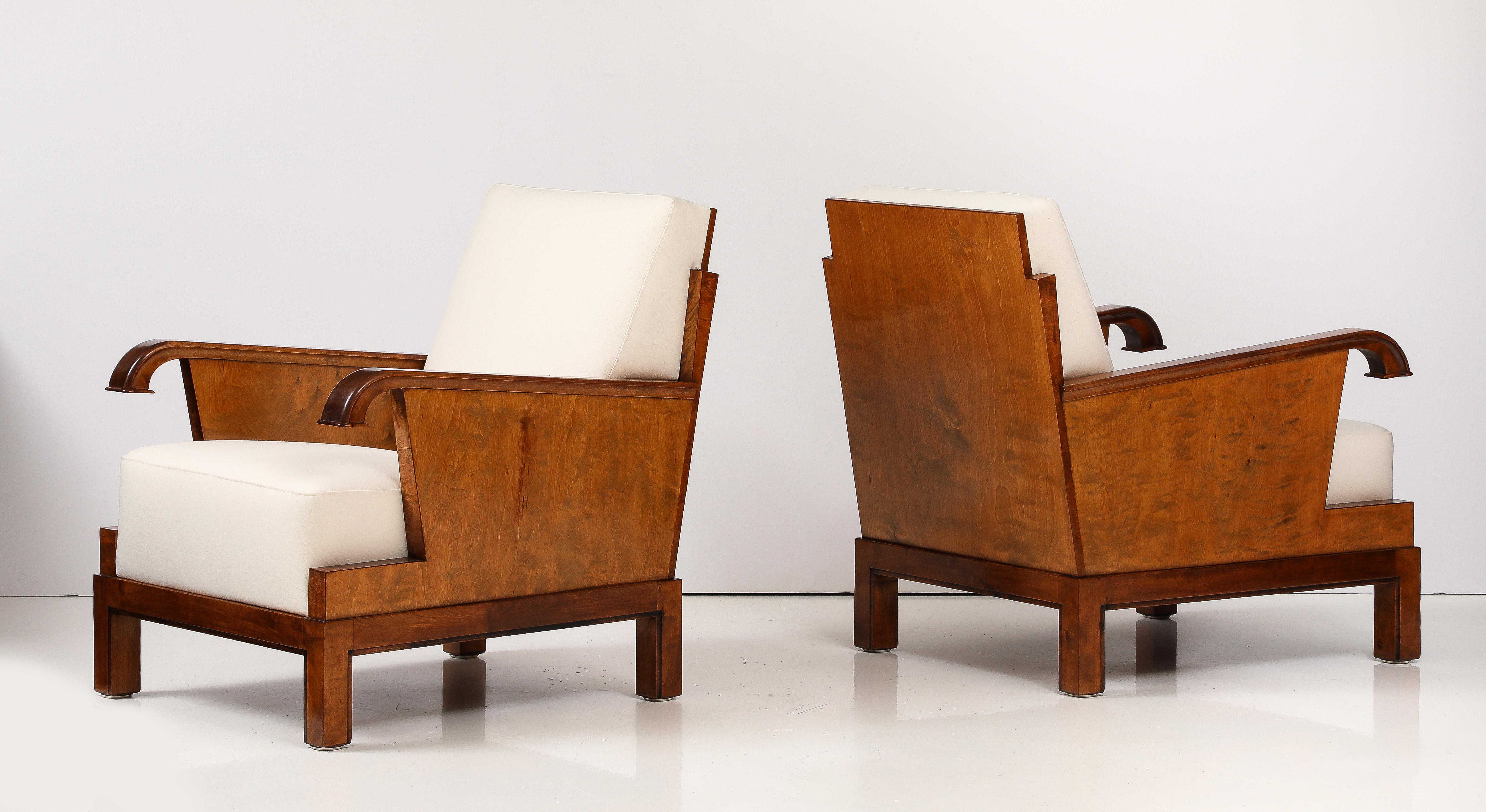 Birch A Rare Pair Finnish Modernist Lounge Chairs, Circa 1930s