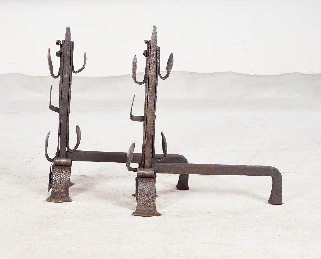 A Rare Pair of 16th Century Iberian Andirons For Sale 1