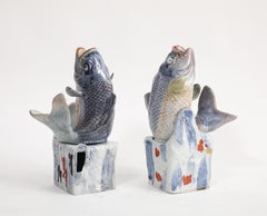 A Rare Pair of 17/18th Century Japanese Arita Porcelain figures of Carps/Fish