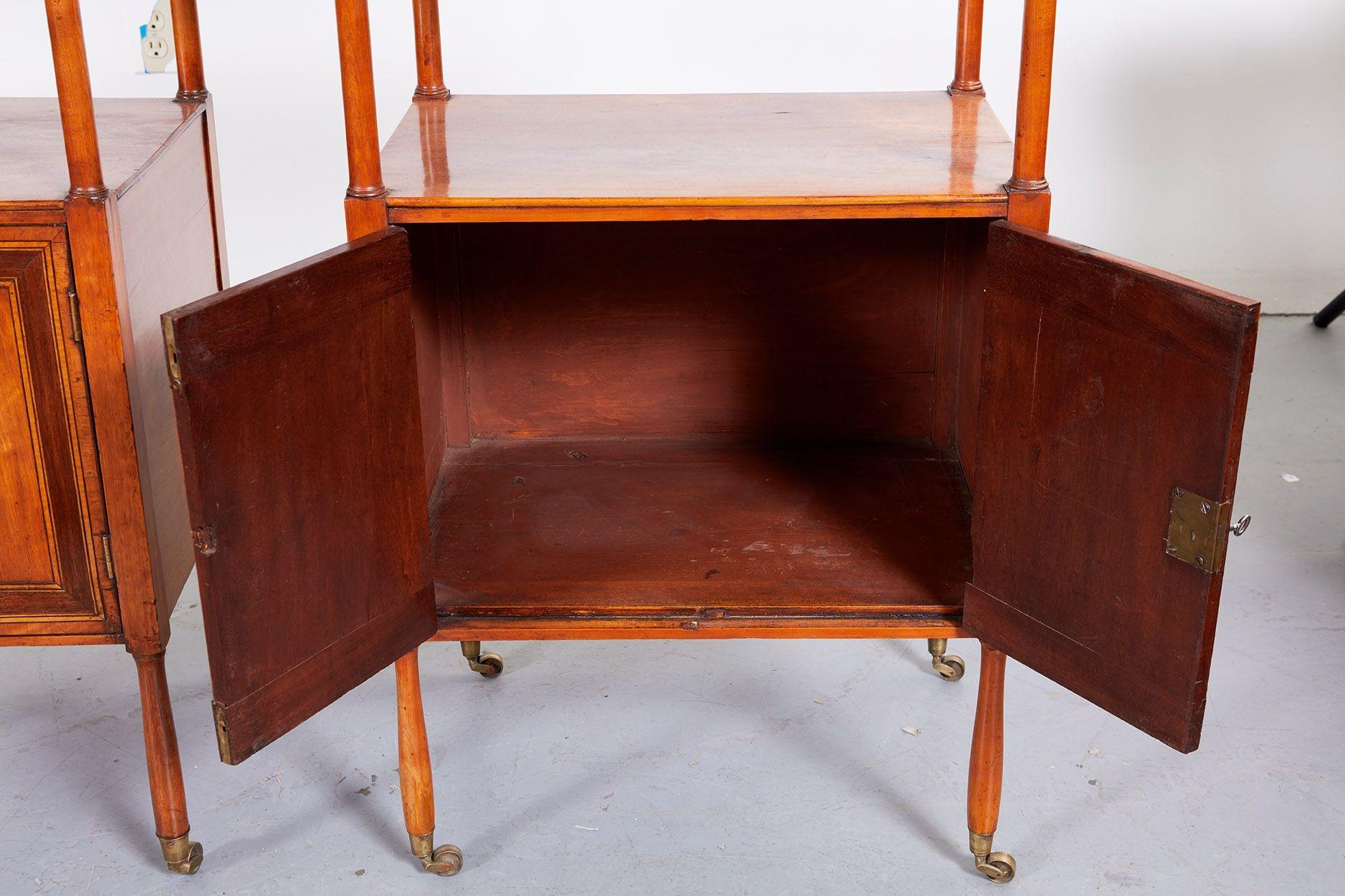 A Rare Pair of 18th c. English Satinwood Etageres For Sale 10