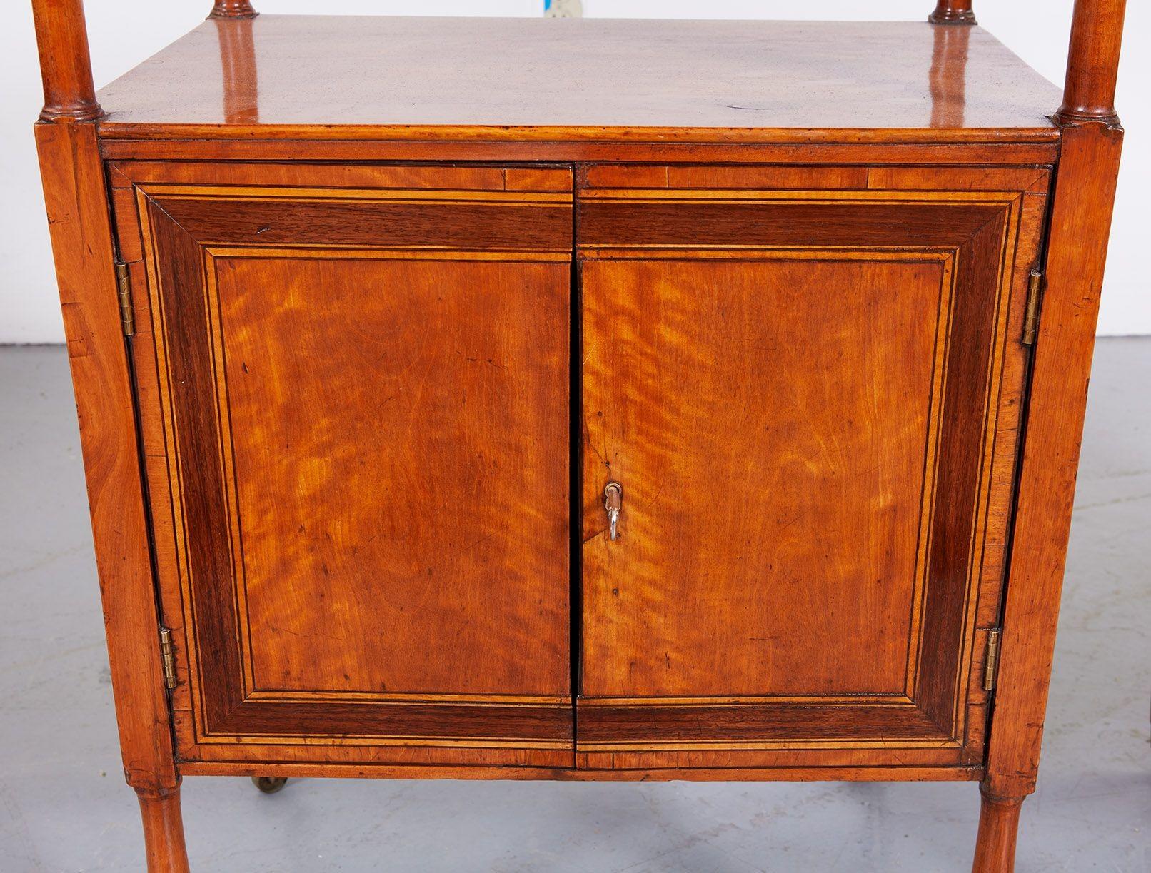 A Rare Pair of 18th c. English Satinwood Etageres For Sale 4