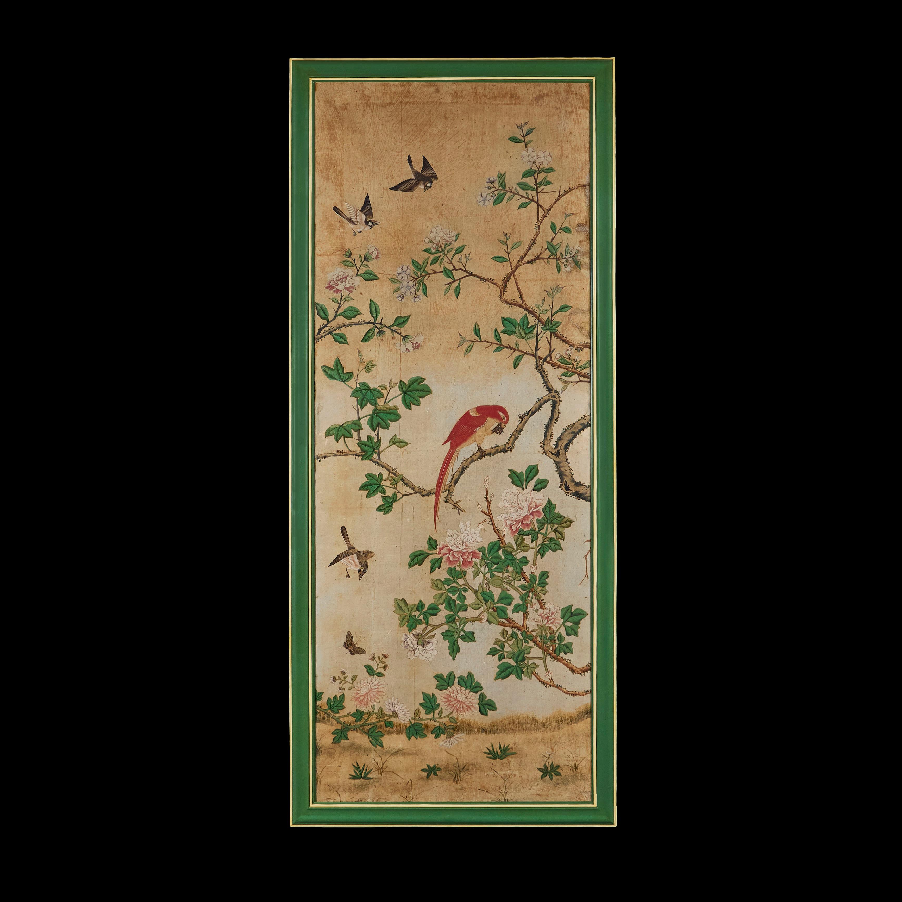 Paper A Rare Pair of 18th Century Chinese Wallpaper Panels  For Sale