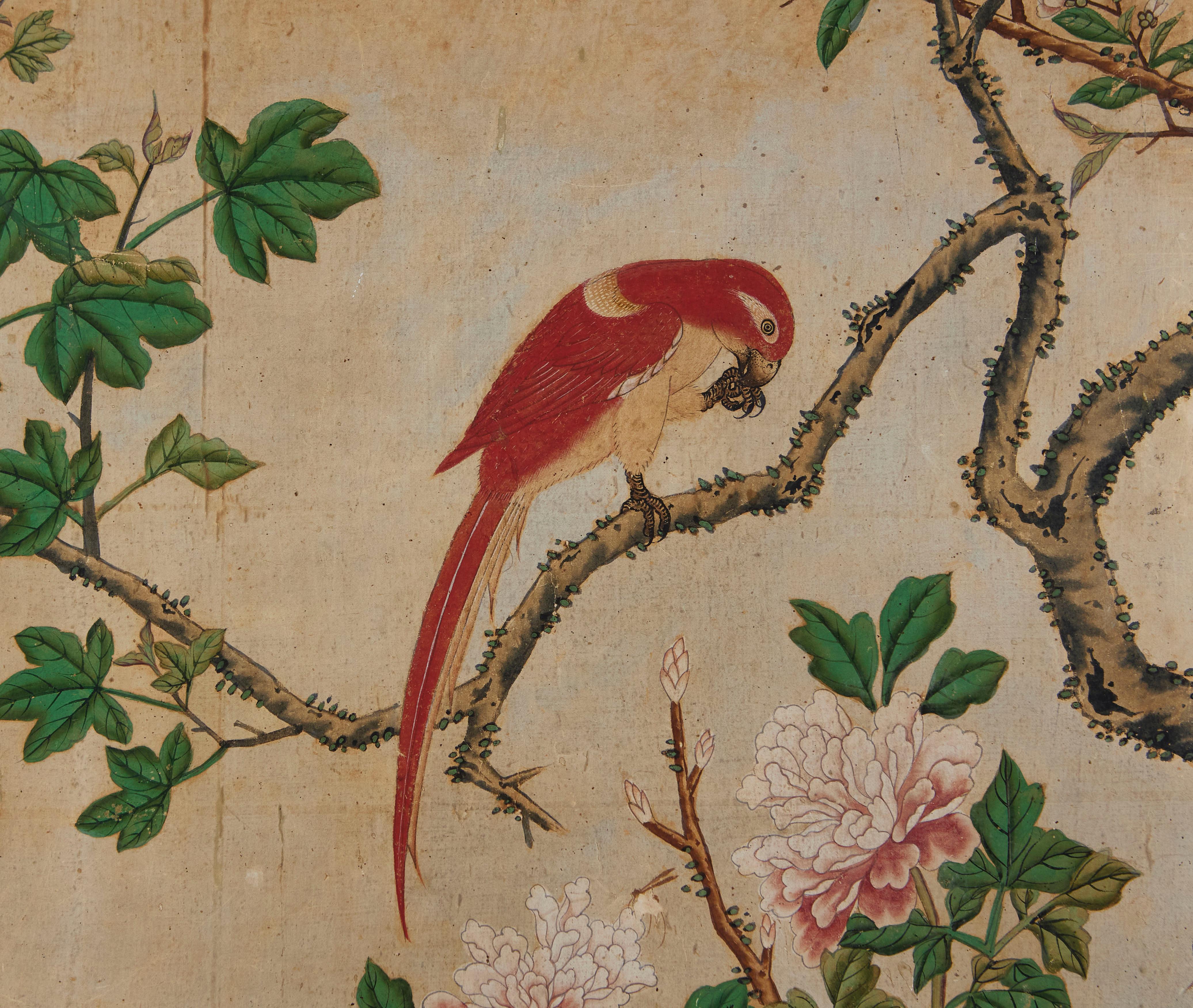 A Rare Pair of 18th Century Chinese Wallpaper Panels  For Sale 2
