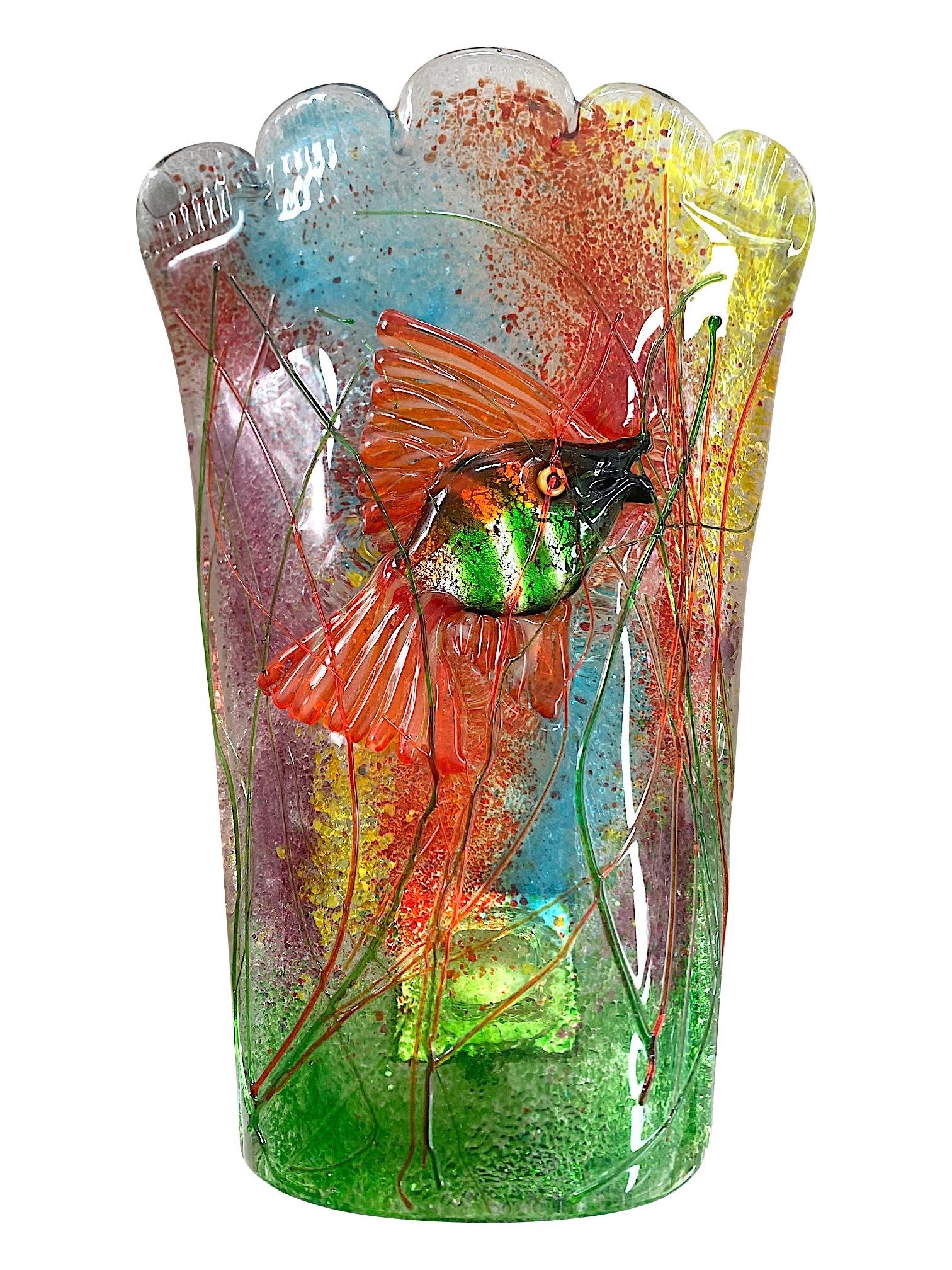 Mid-20th Century Rare Pair of 1950s Murano Glass Aquarium Fish Wall Sconces by Alfredo Barbini