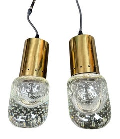 A rare pair of 1950s Murano pendants light by Gino Sarfatti and Archimede Seguso