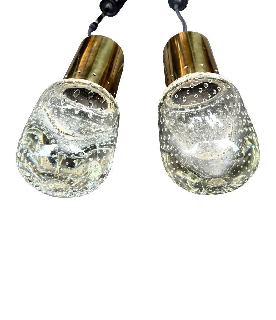Rara pareja de lámparas colgantes de Murano de los años 50, obra de Gino Sarfatti y Archimede Seguso Latón en venta