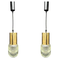 Rare paire de lampes à suspension de Murano des années 1950 par Gino Sarfatti et Archimede Seguso