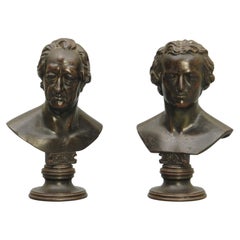 Antique Rare Pair of 19th Century Cast Iron Portrait Busts by Leonhard Posch