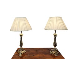 A Rare Pair of 19th Century Empire Style Candlesticks Converted to Table Lamps