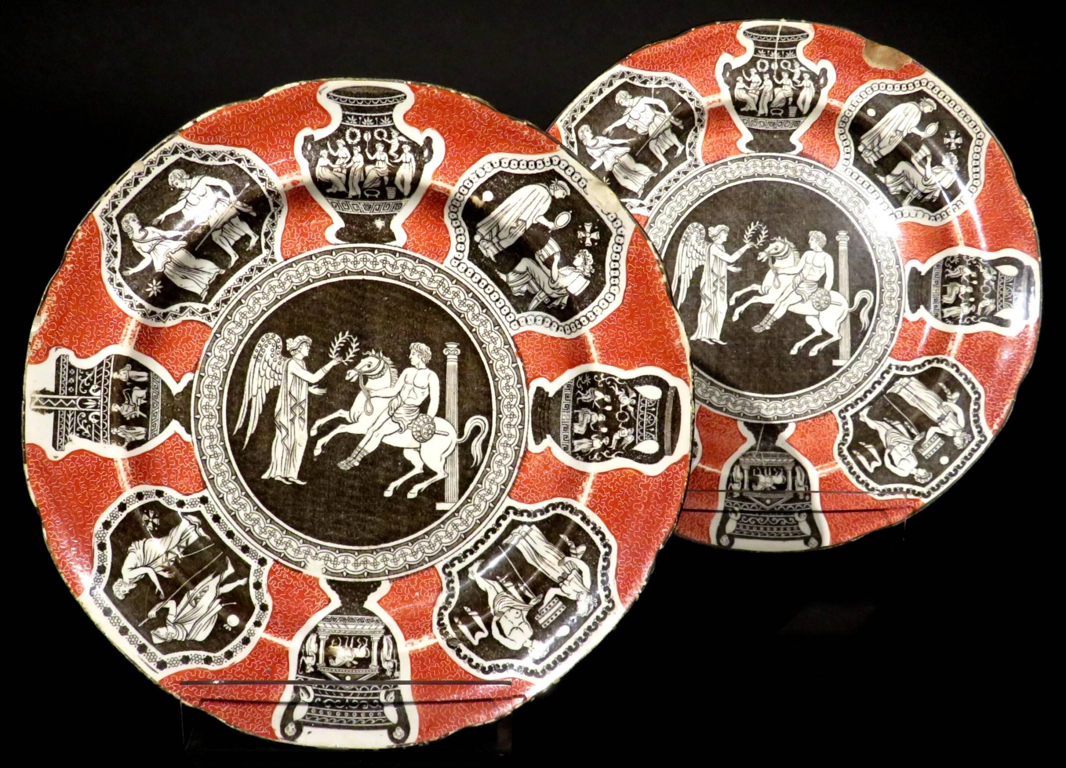 George III Rare Pair of 19th Century Herculaneum Pottery Plates, Liverpool, circa 1805