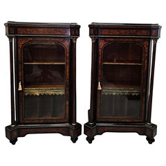 A Rare Pair of 19th Century Inlaid Emboyna and Ebonised Music or Pier Cabinets