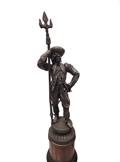 A Rare Pair of 19th Century Spelter Figural Cavalier Sculptures