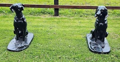 A Rare Pair of 20th Century Animalier Cast Iron Hunting Dogs