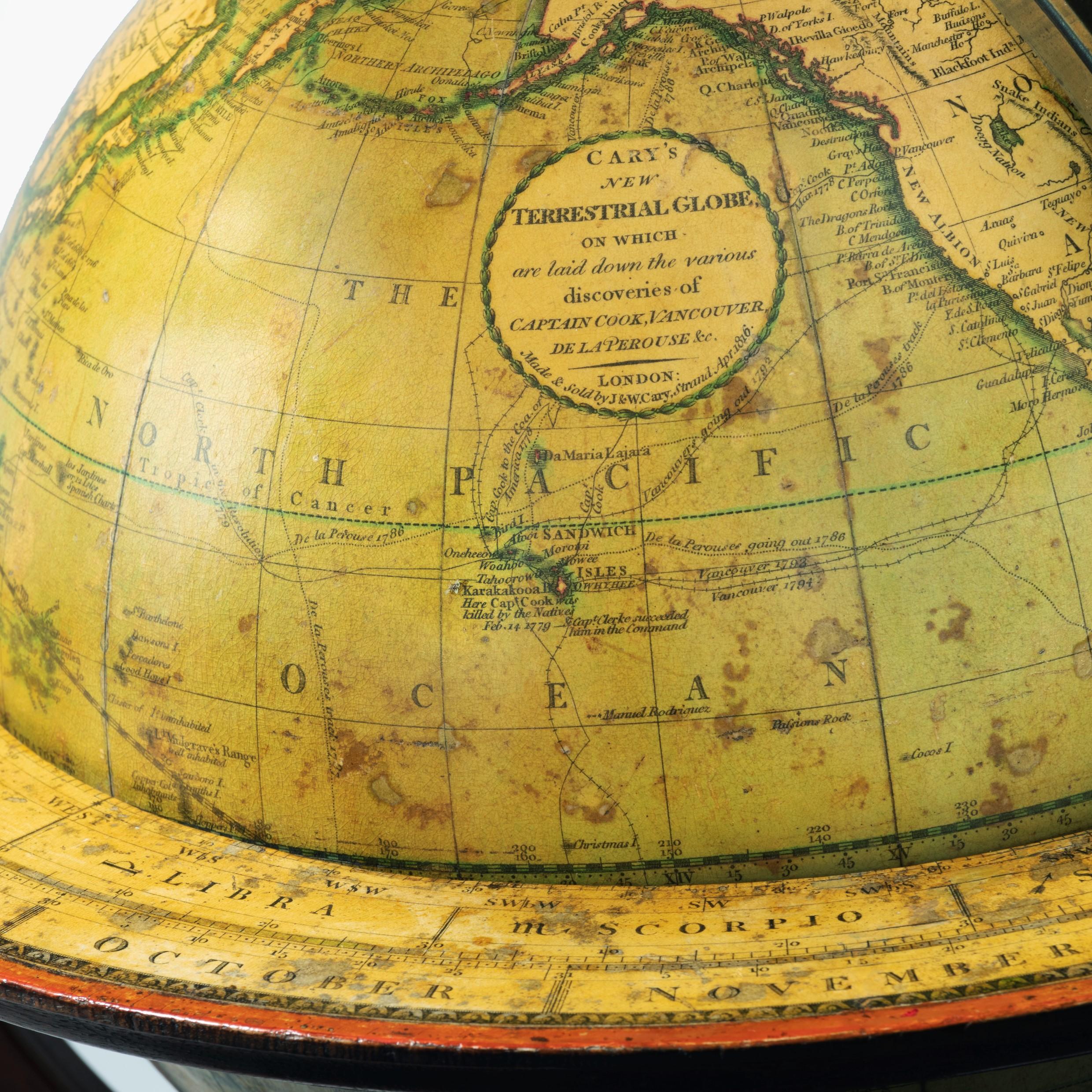 Rare Pair of Table Globes by Cary, Each Dated 1816 In Good Condition For Sale In Lymington, Hampshire