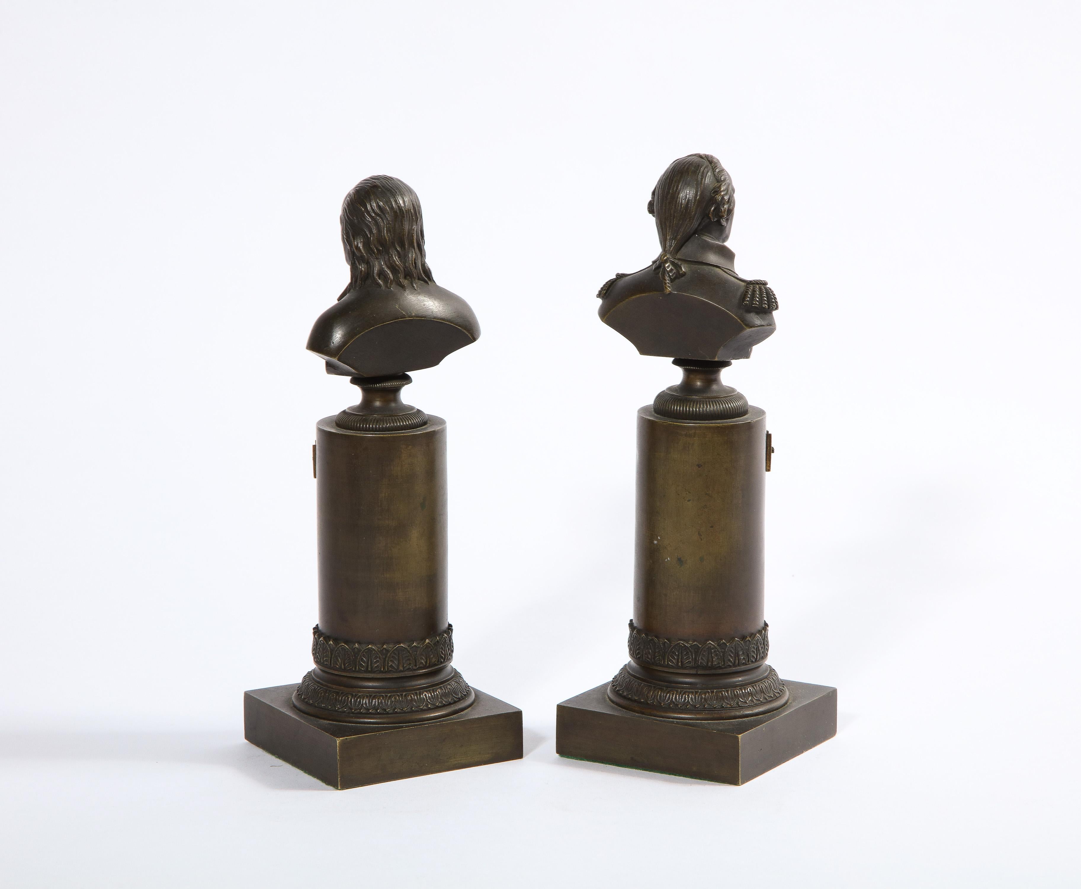 Rare Pair of American Bronze Busts of George Washington and Benjamin Franklin 2