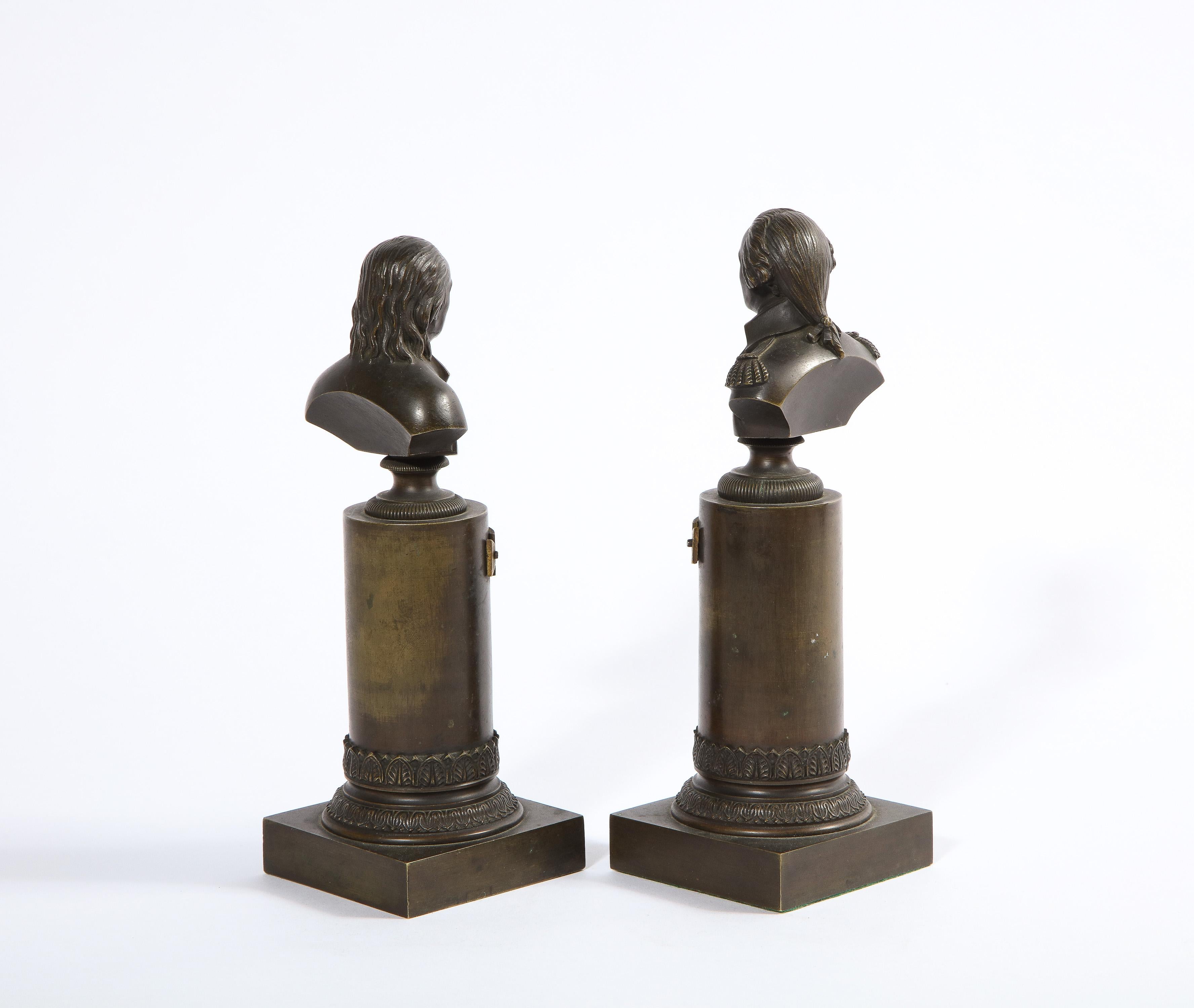 Rare Pair of American Bronze Busts of George Washington and Benjamin Franklin 3