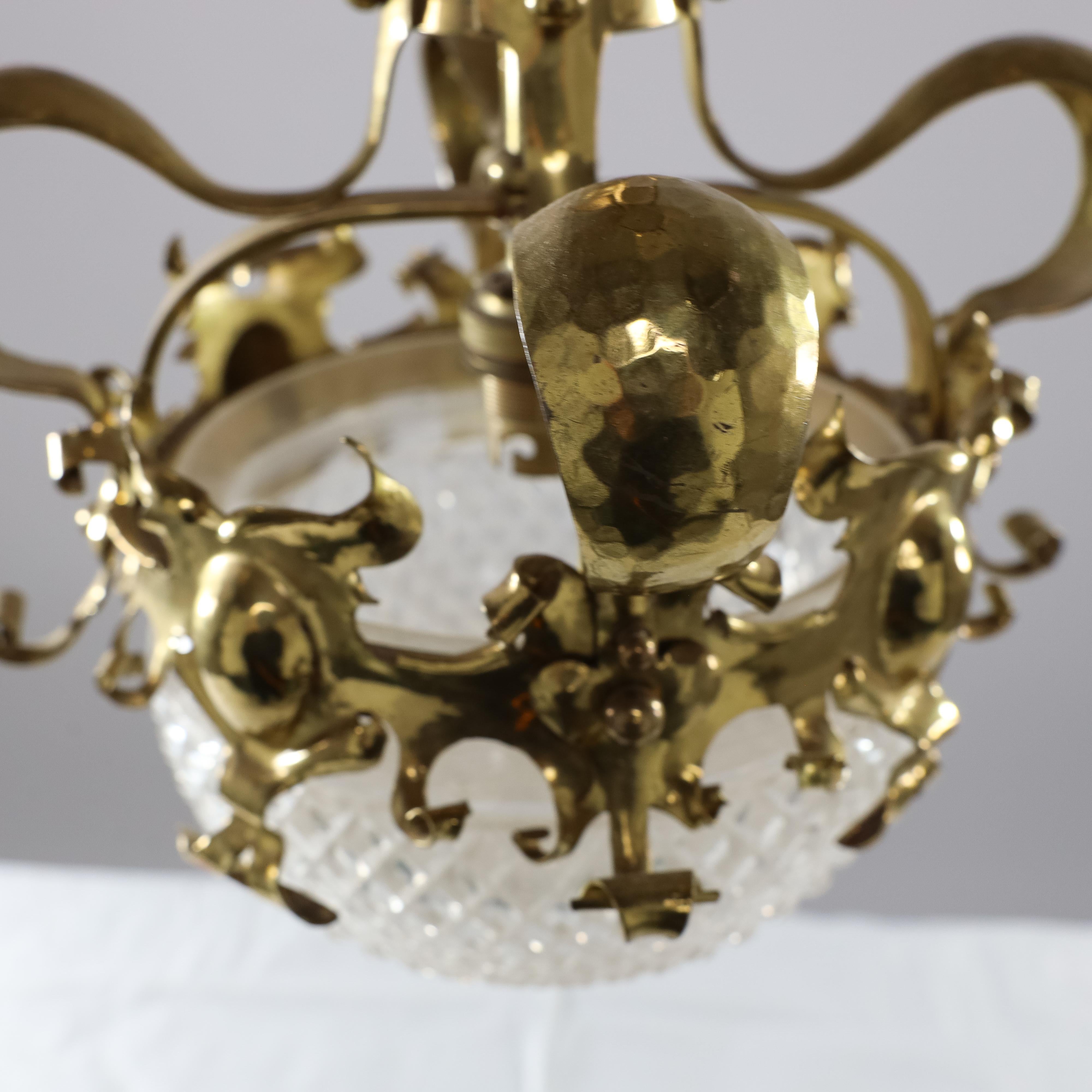A rare pair of Arts and Crafts hand-hammered ceiling lamps For Sale 9