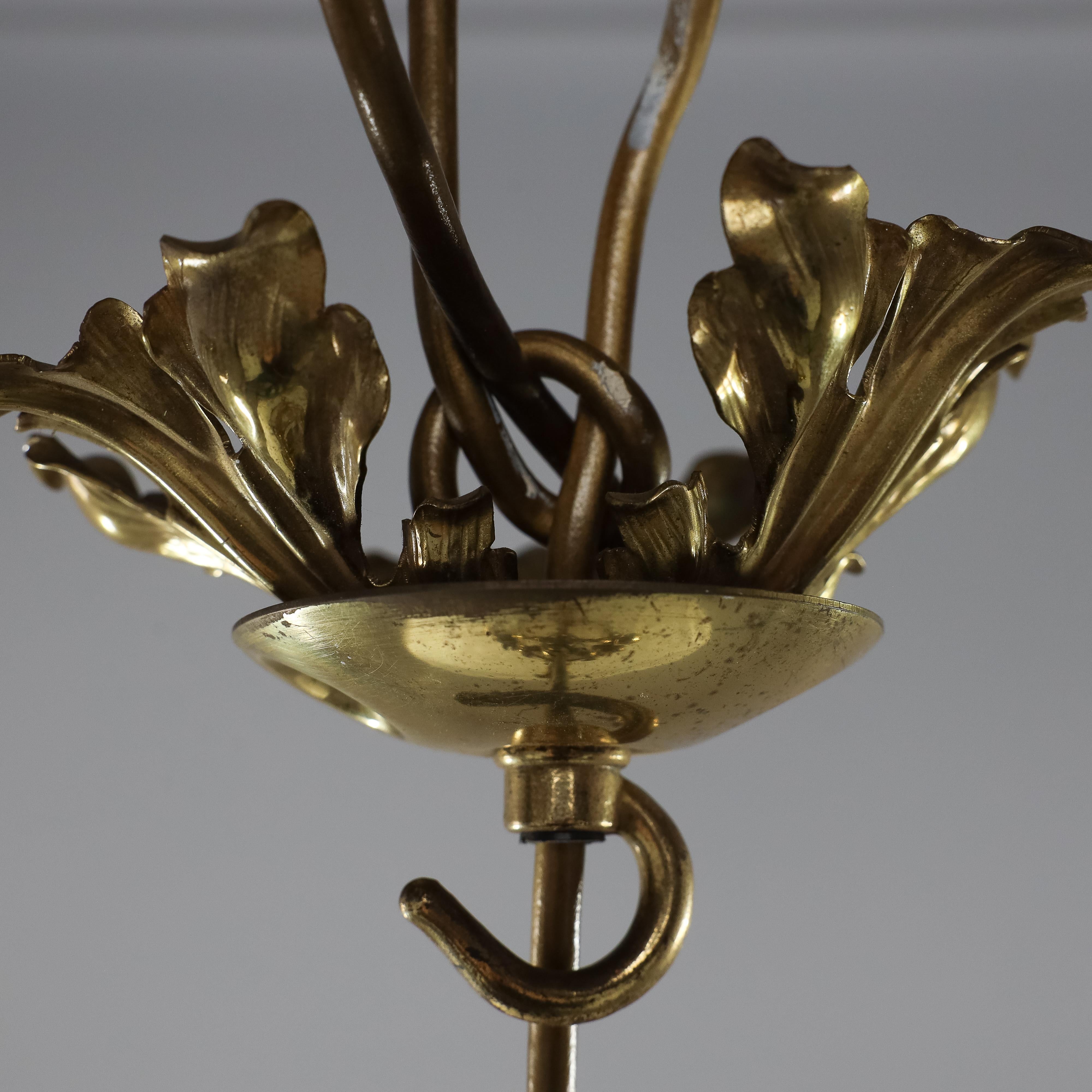 A rare pair of Arts and Crafts hand-hammered ceiling lamps For Sale 12