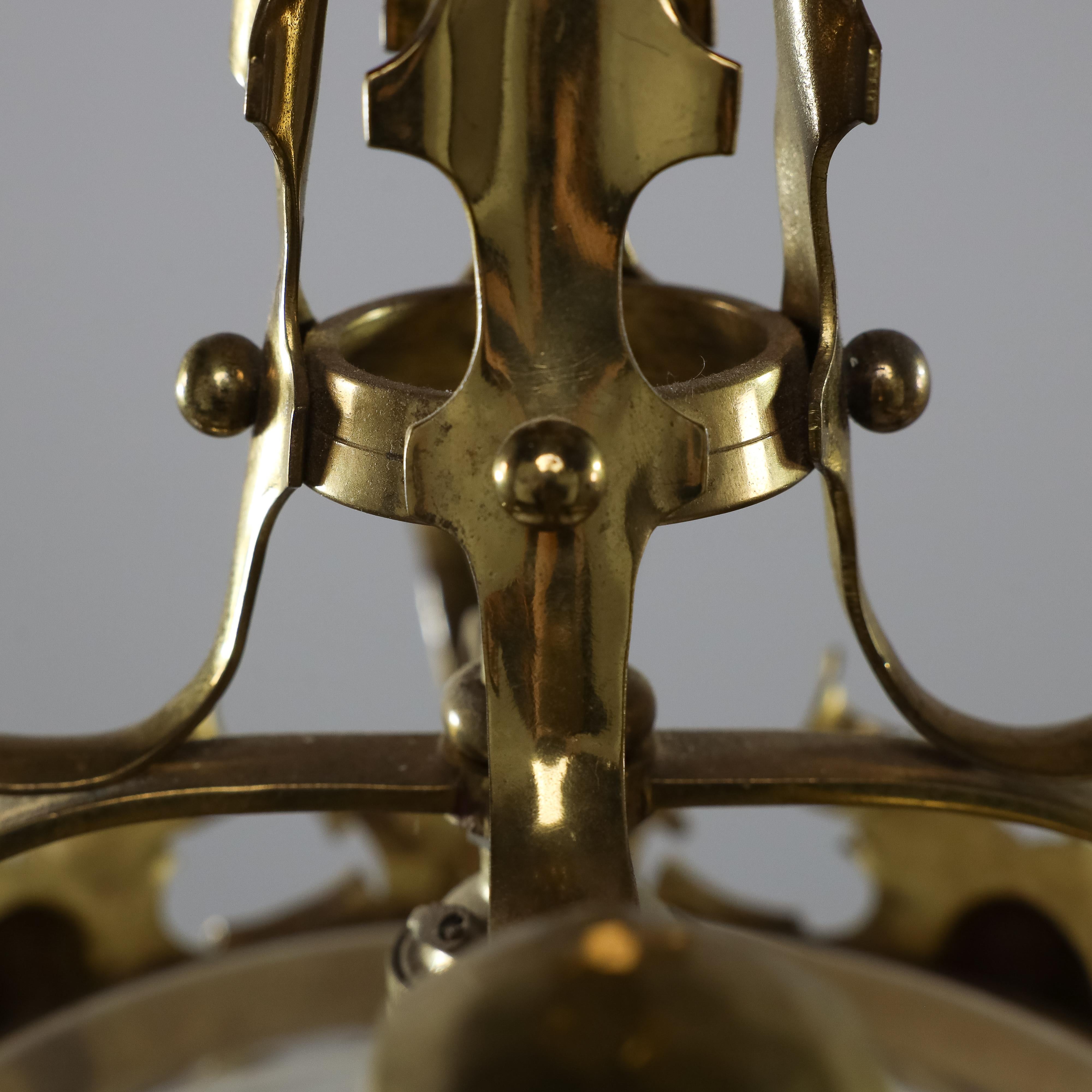 A rare pair of Arts and Crafts hand-hammered ceiling lamps For Sale 14