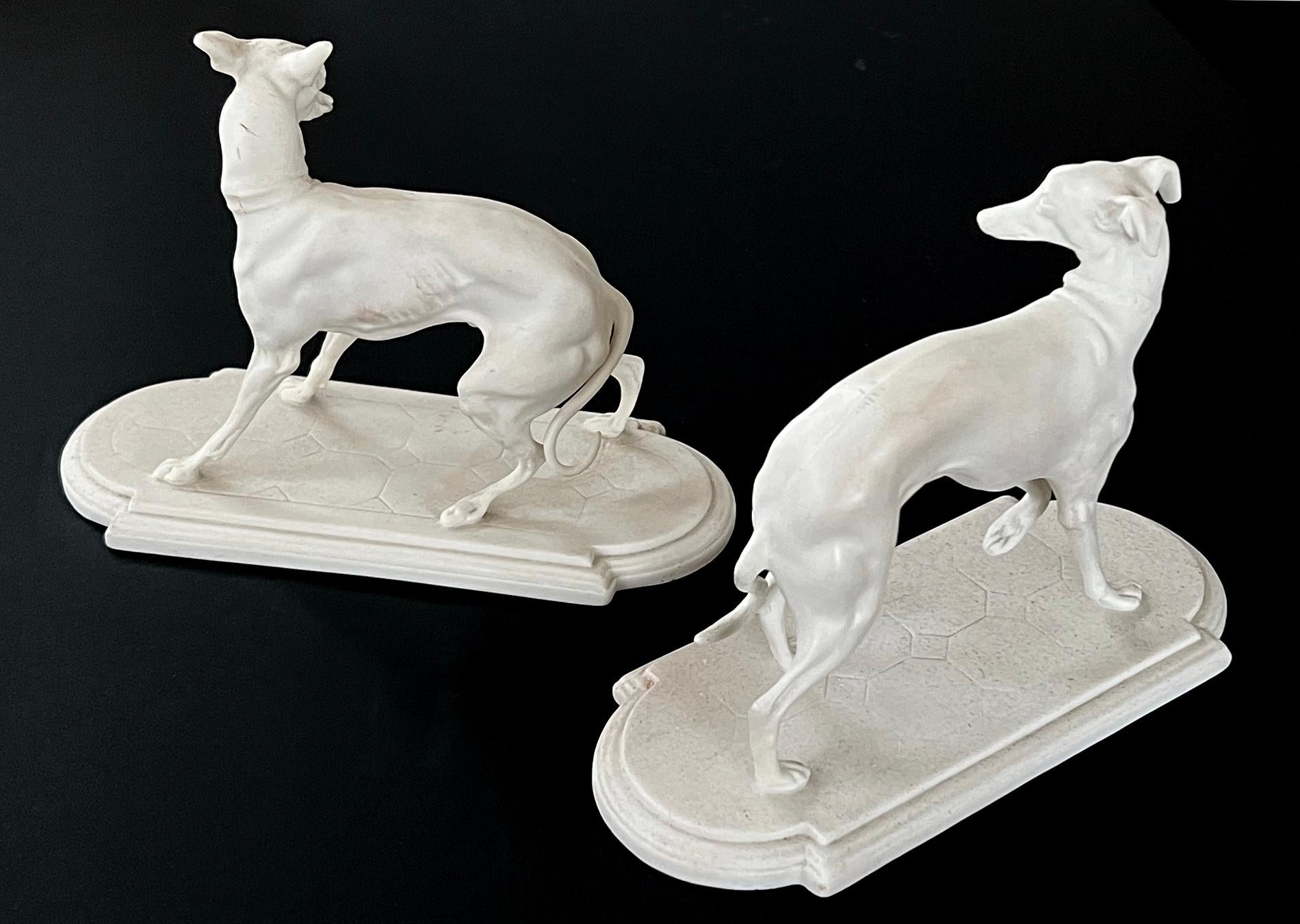 Unglazed A Rare Pair of Bisque Porcelain Whippet Figurines by Boehm Studios For Sale