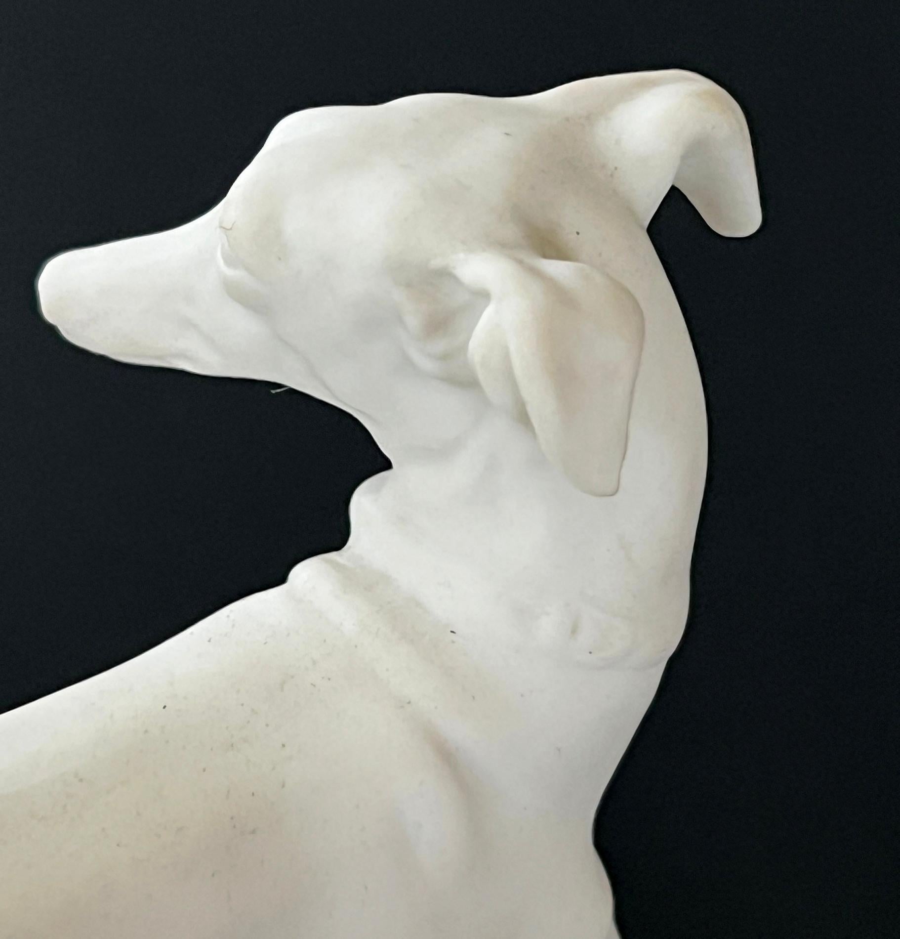 A Rare Pair of Bisque Porcelain Whippet Figurines by Boehm Studios In Good Condition For Sale In San Francisco, CA