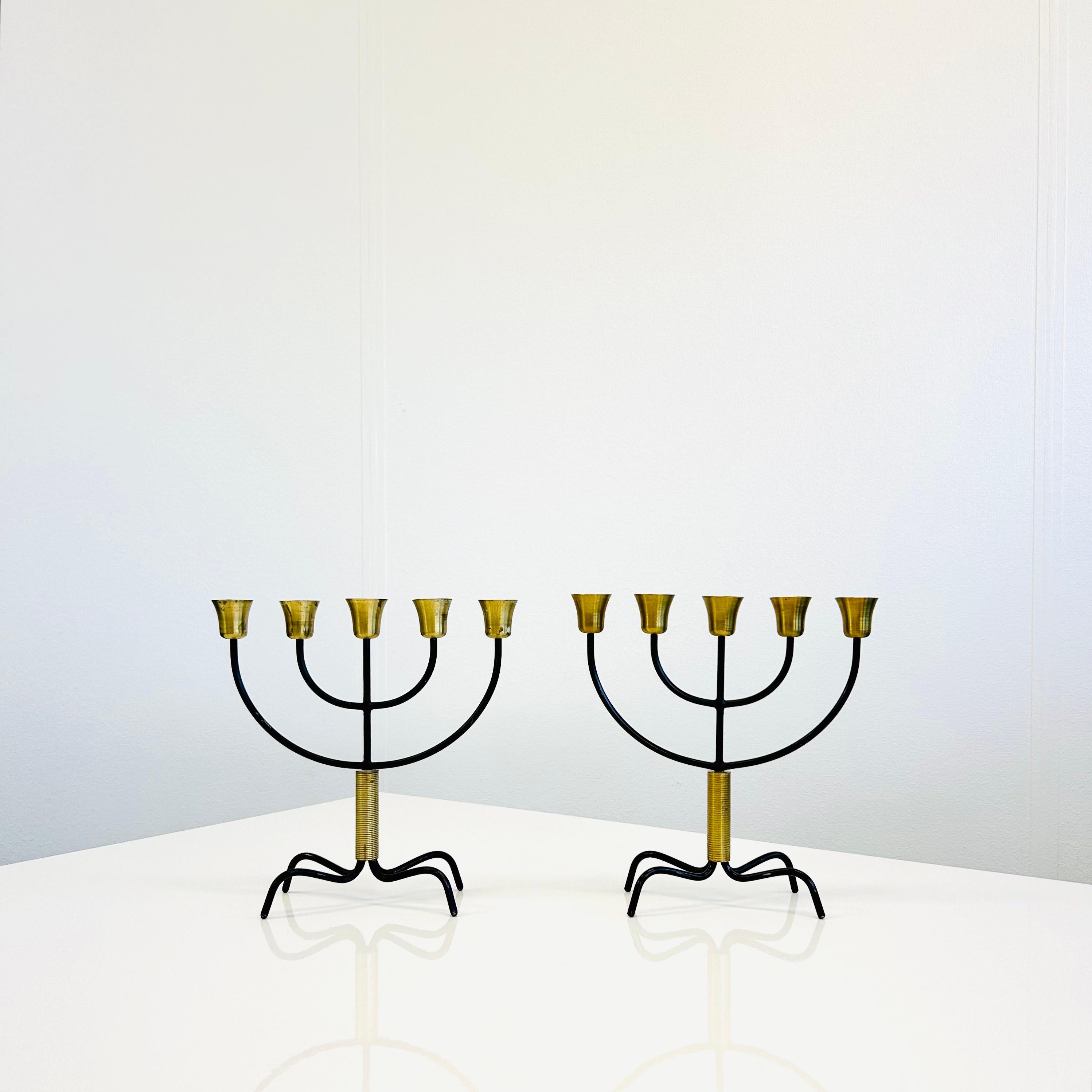 Danish A rare pair of candelabras by Svend Aage Holm Sorensen, 1960s, Denmark For Sale