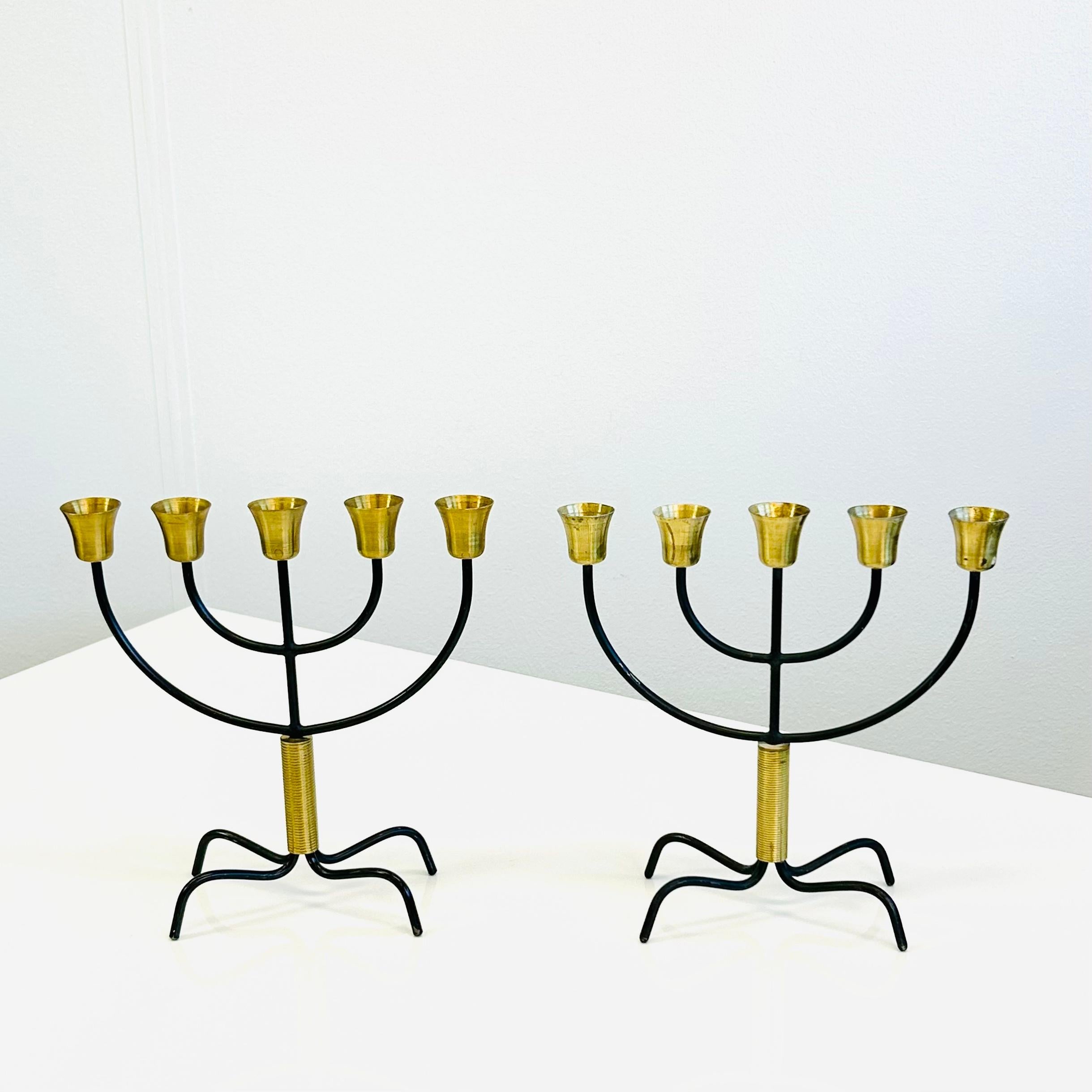 Mid-20th Century A rare pair of candelabras by Svend Aage Holm Sorensen, 1960s, Denmark For Sale
