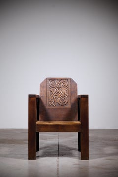 Paire de fauteuils celtiques rares de Joseph Savina France, années 1930