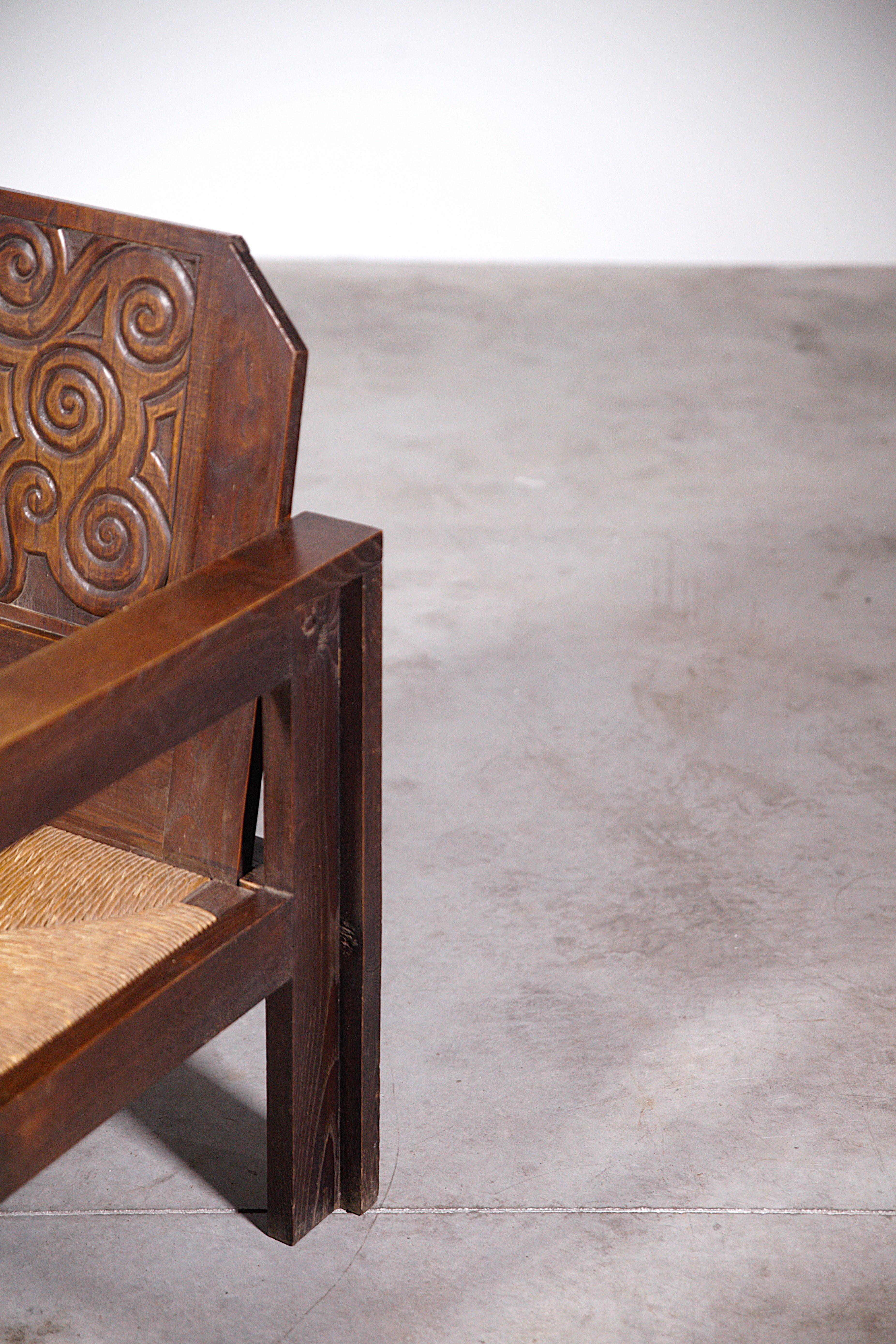 Mid-20th Century A Rare Pair of Celtic Armchairs by Joseph Savina France 1930s