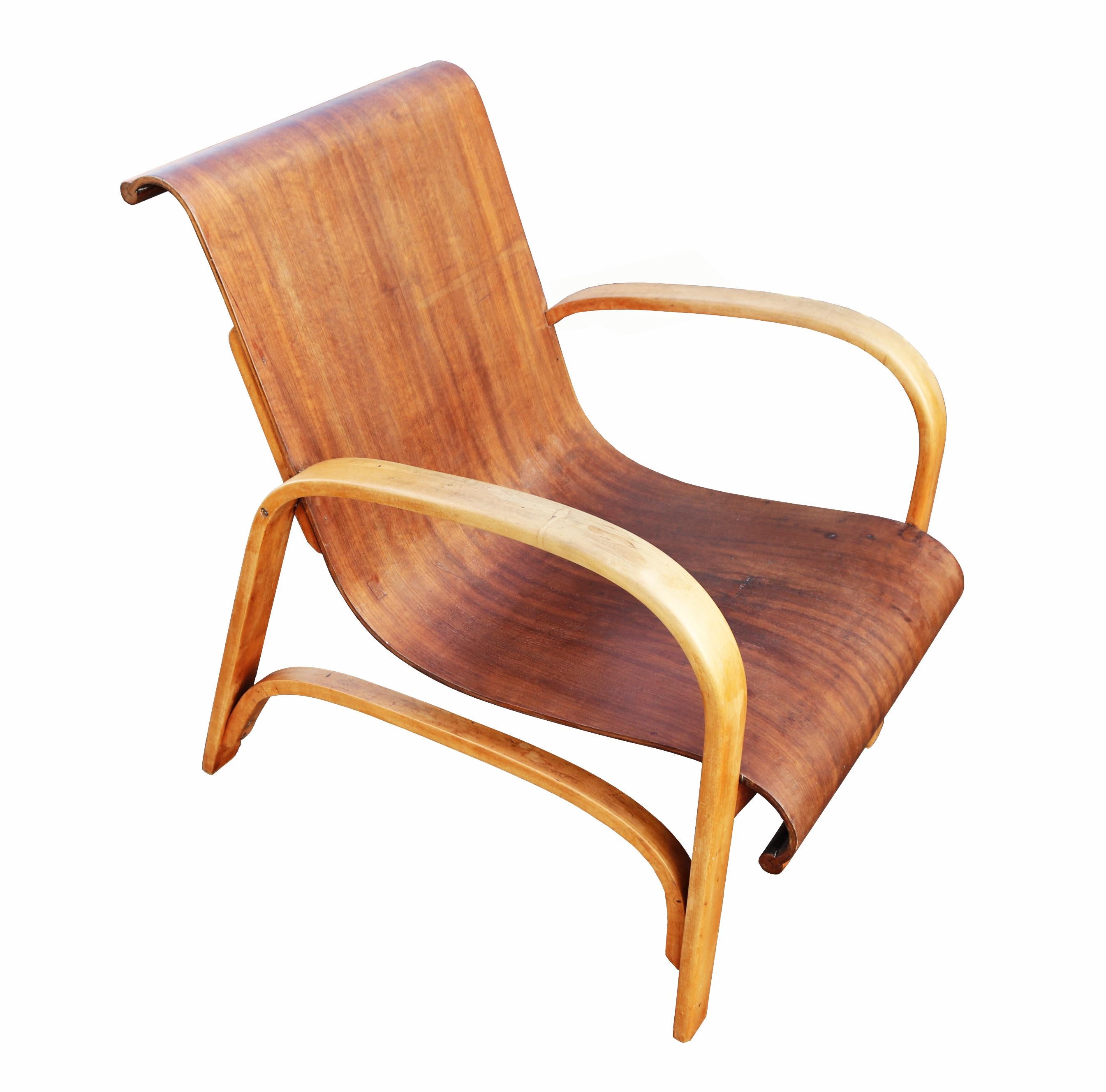 Pair of Curved Ply Armchairs by 
