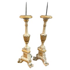 A Rare Pair of Early 18th Century Baroque Swedish "Pricket" Candlesticks