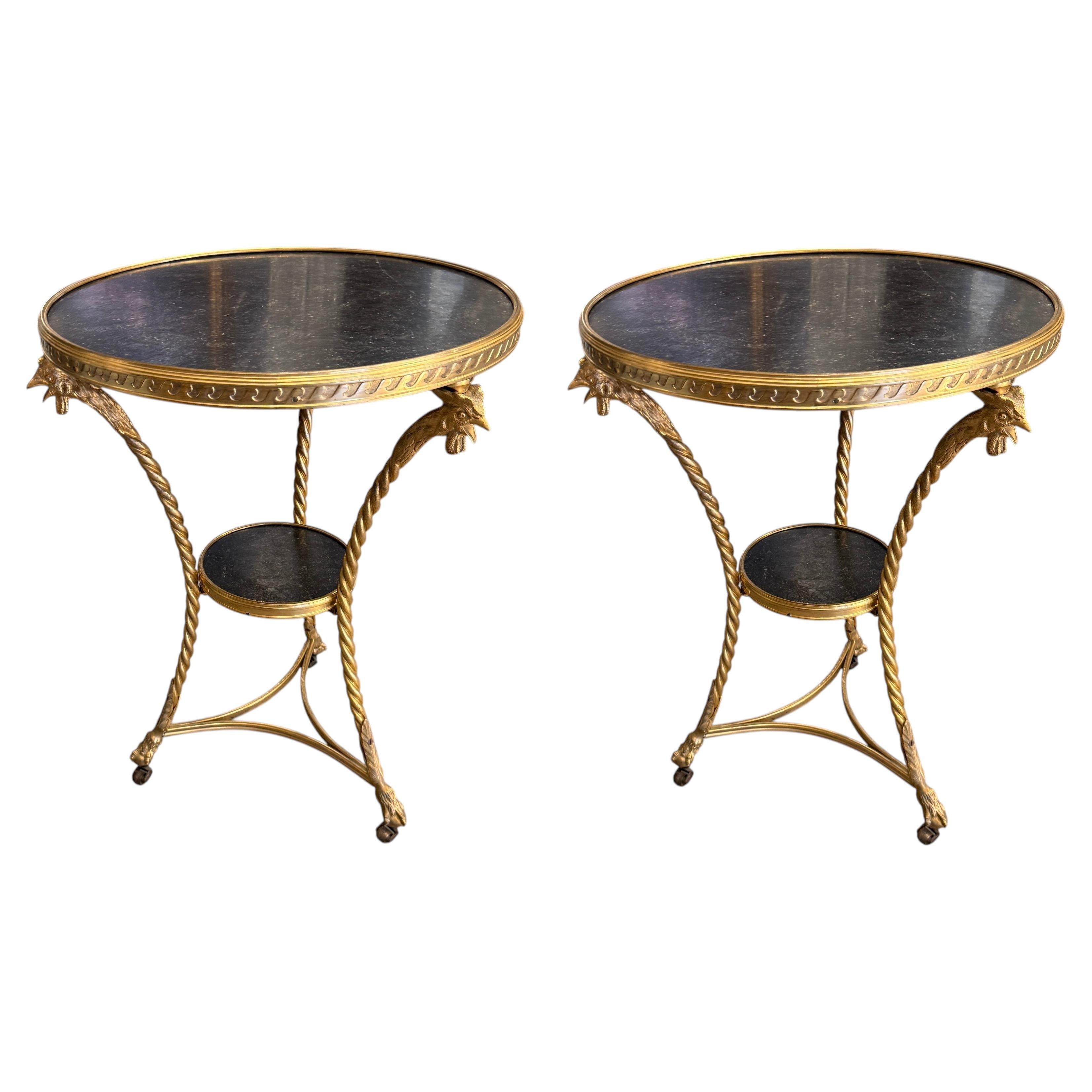 Rare paire de guéridons ou tables d'appoint néoclassiques du début du XIXe siècle