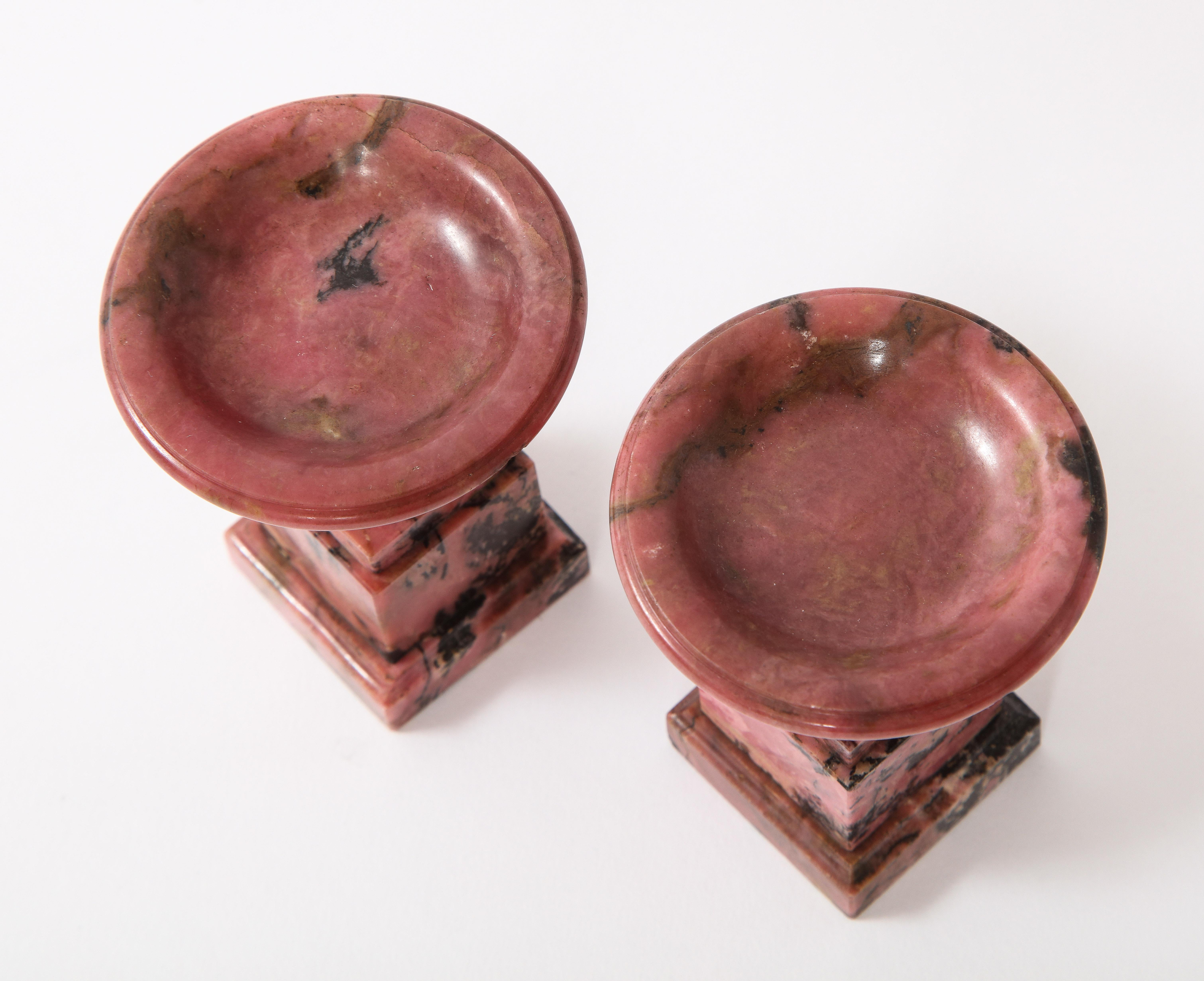 Rare Pair of Early 19th Century Russian Hand Carved Rhodonite Tazzas 5