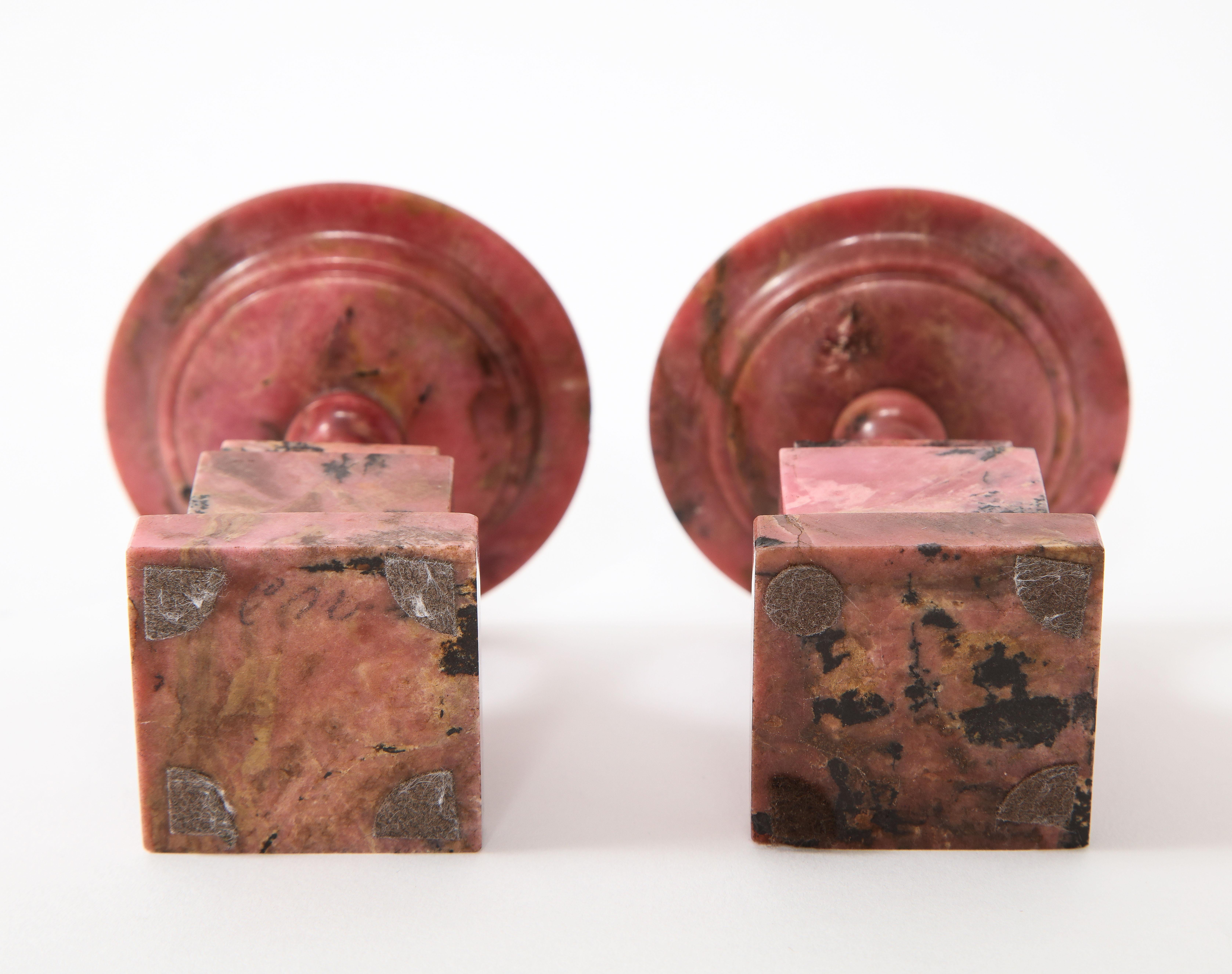Rare Pair of Early 19th Century Russian Hand Carved Rhodonite Tazzas 6