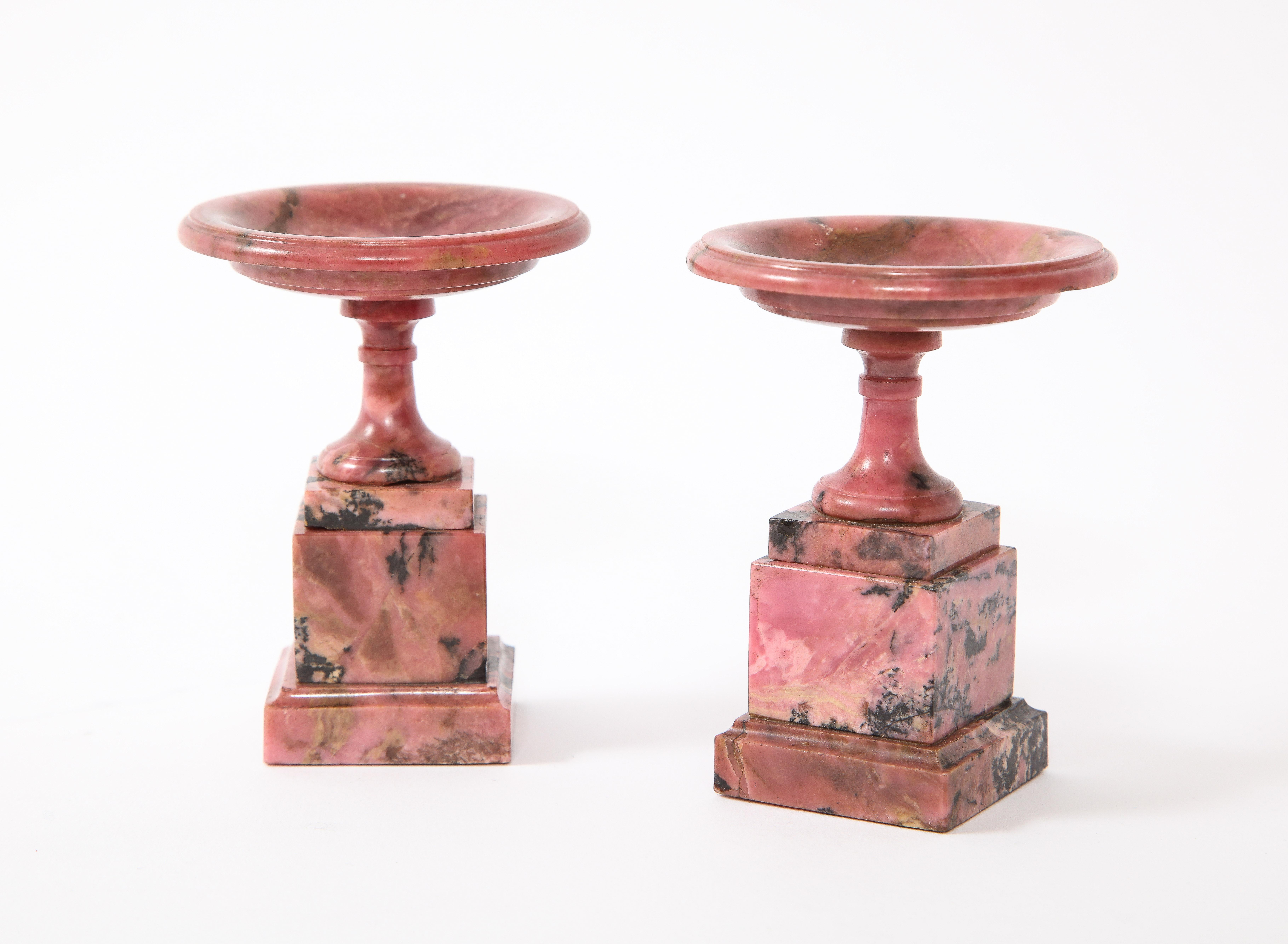Neoclassical Rare Pair of Early 19th Century Russian Hand Carved Rhodonite Tazzas