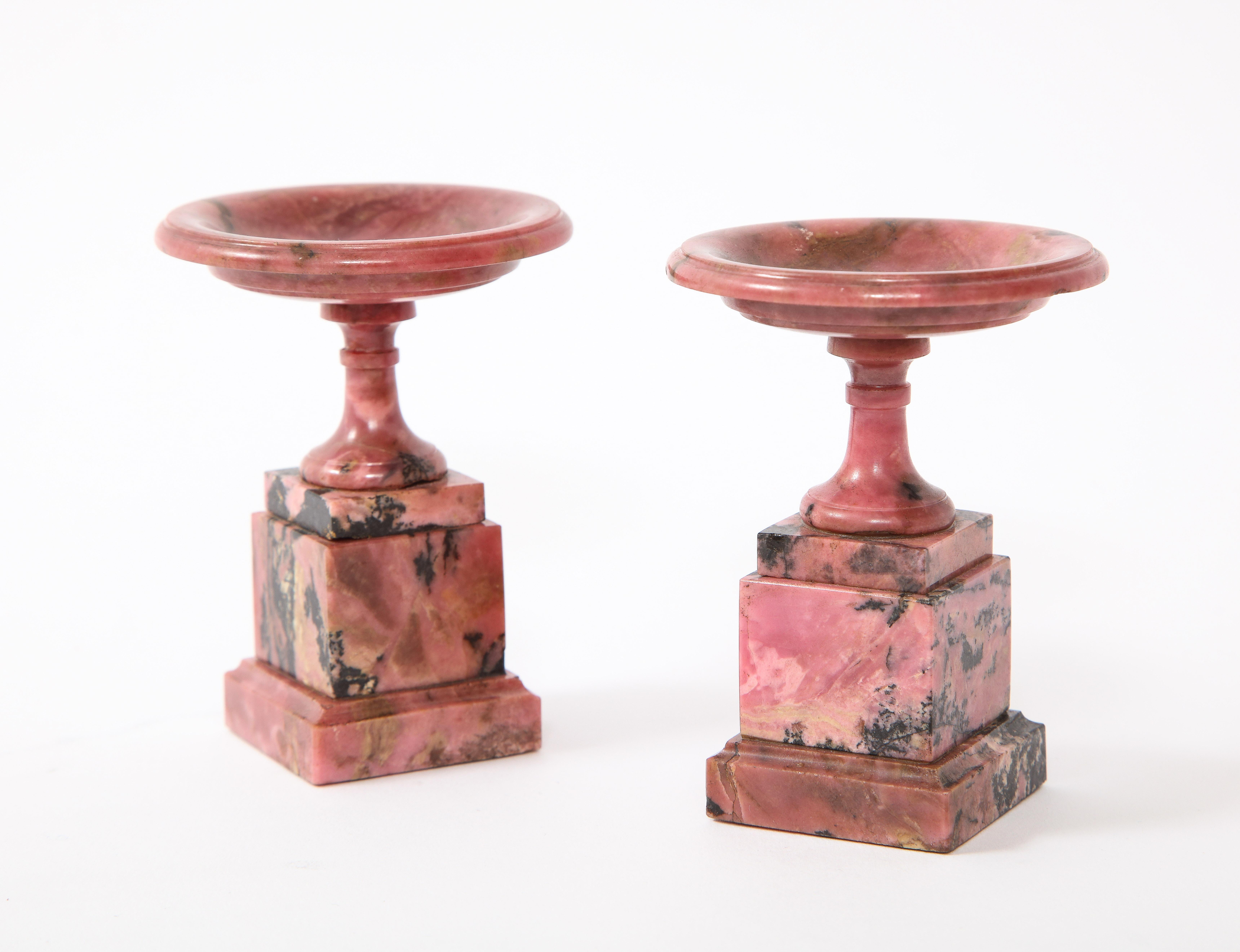 Hand-Carved Rare Pair of Early 19th Century Russian Hand Carved Rhodonite Tazzas