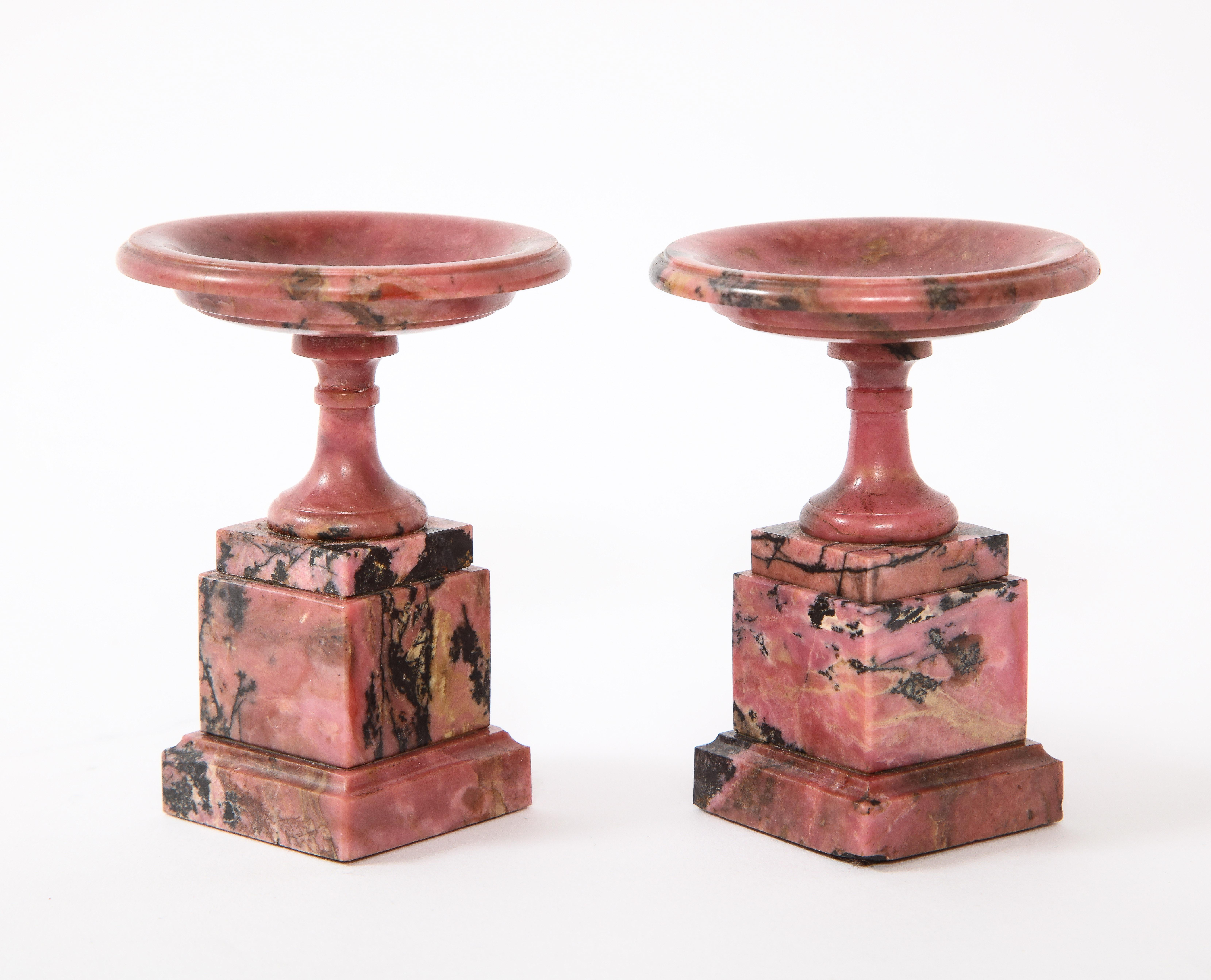 Rare Pair of Early 19th Century Russian Hand Carved Rhodonite Tazzas 1