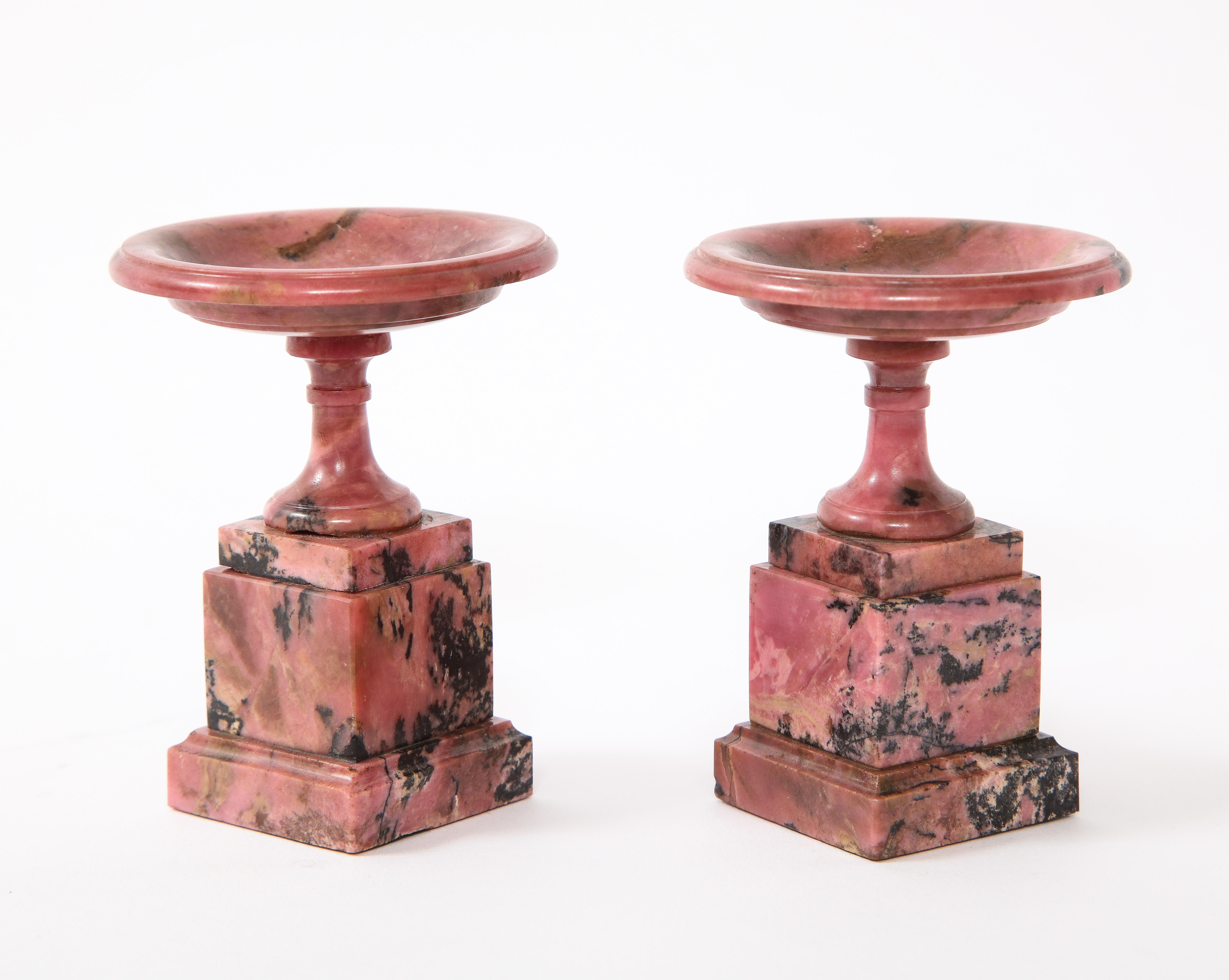 Rare Pair of Early 19th Century Russian Hand Carved Rhodonite Tazzas 2