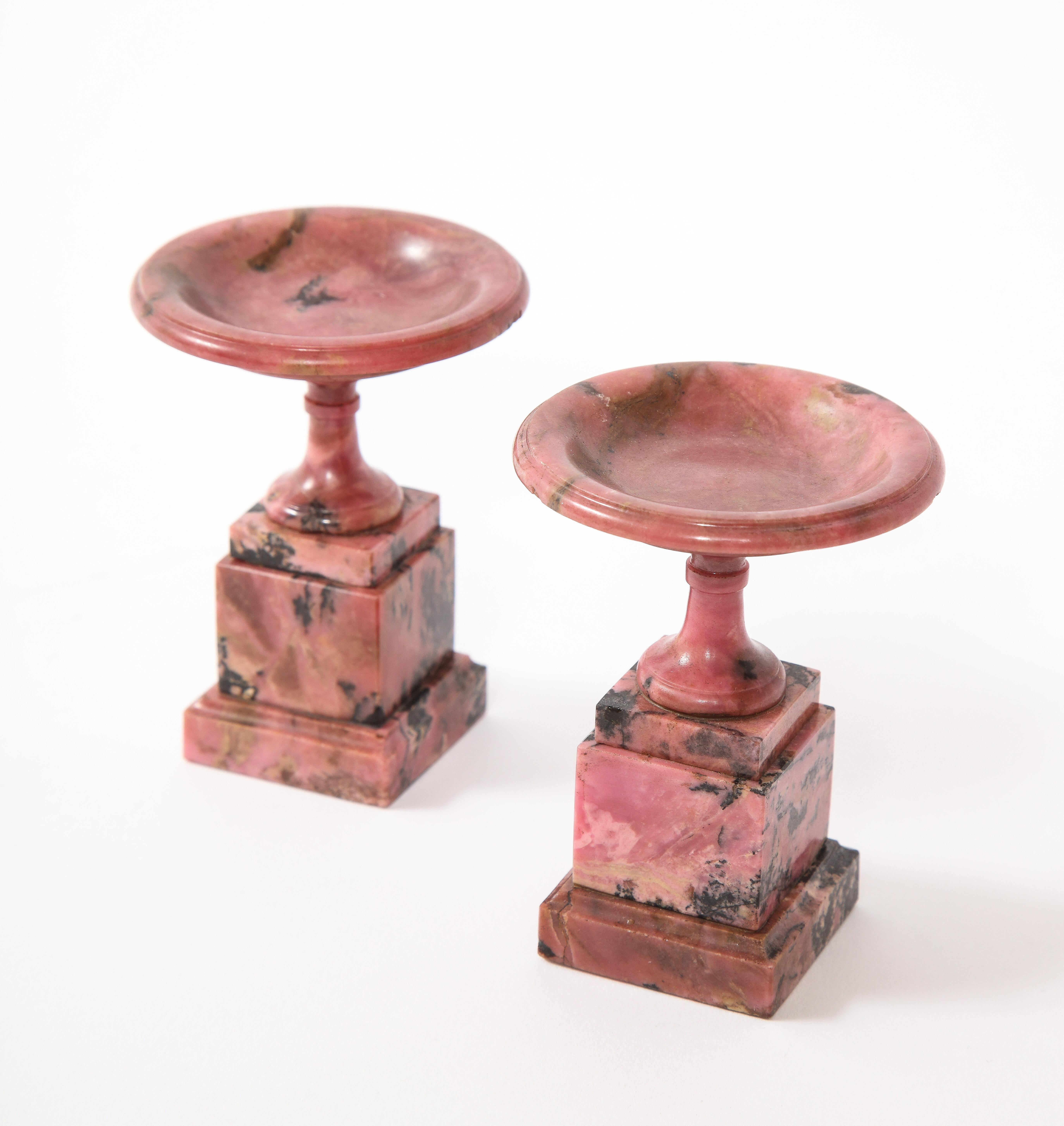 Rare Pair of Early 19th Century Russian Hand Carved Rhodonite Tazzas 3